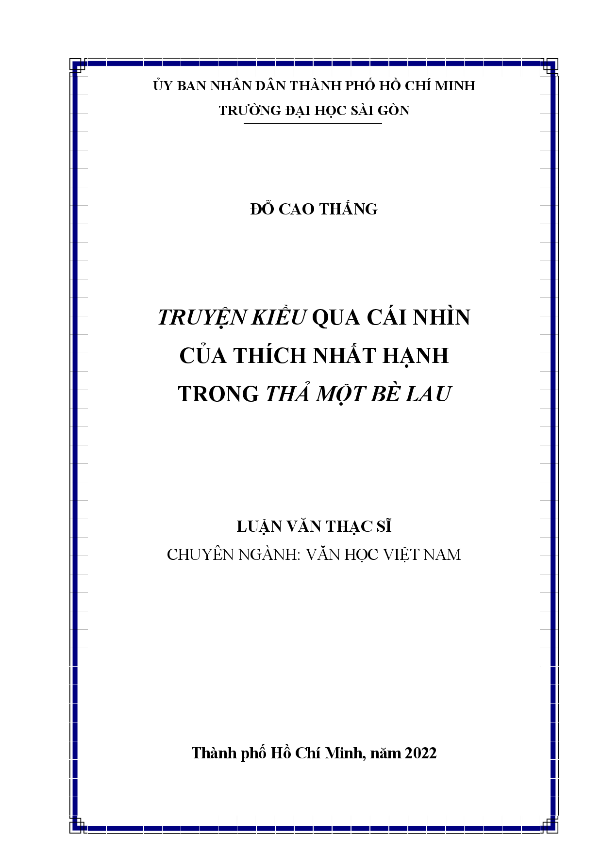 Truyện Kiều qua cái nhìn của Thích Nhất Hạnh trong Thả một bè lau  