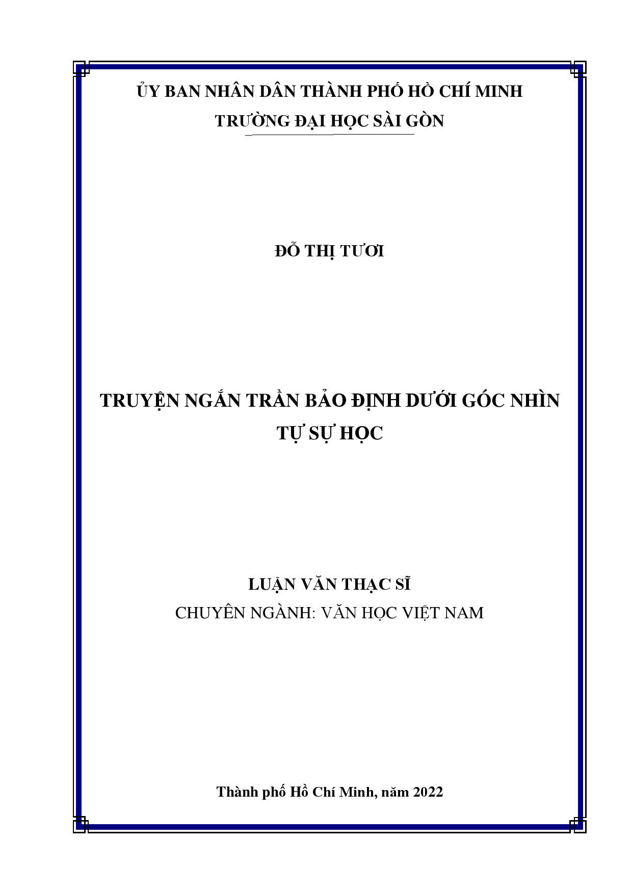 Truyện ngắn Trần Bảo Định dưới góc nhìn Tự sự học  