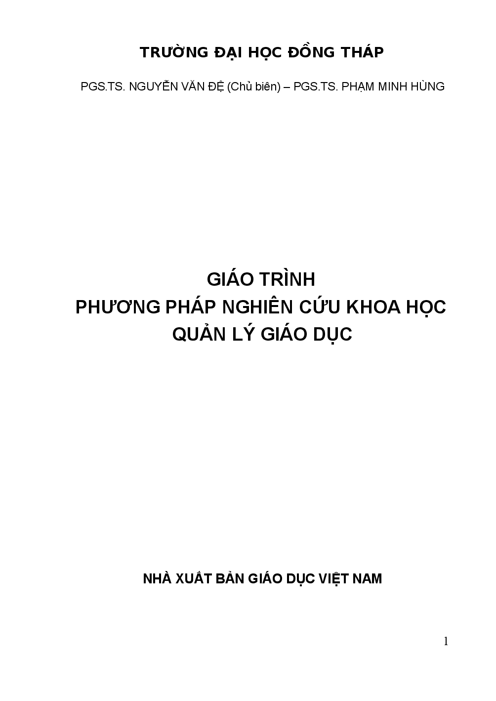 Giáo trình phương pháp nghiên cứu khoa học quản lý giáo dục  