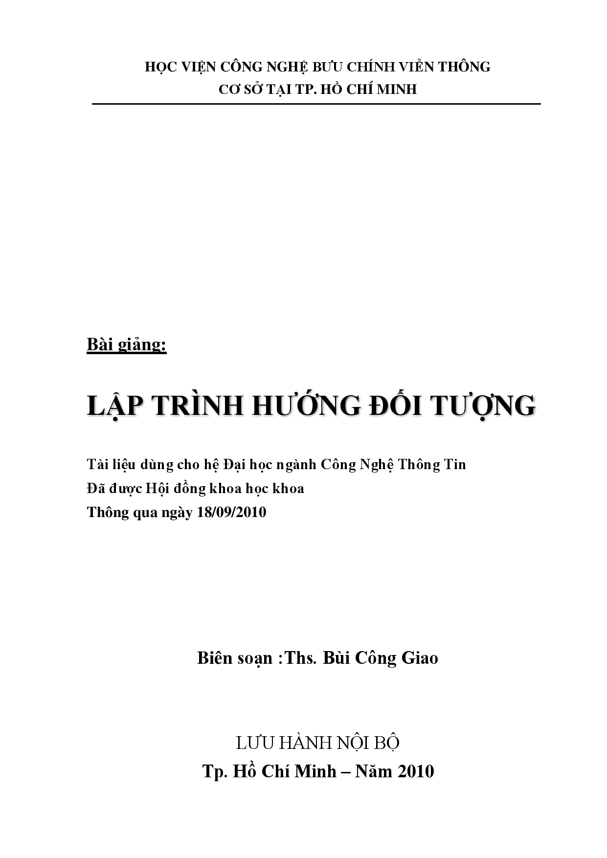 Lập trình hướng đối tượng  