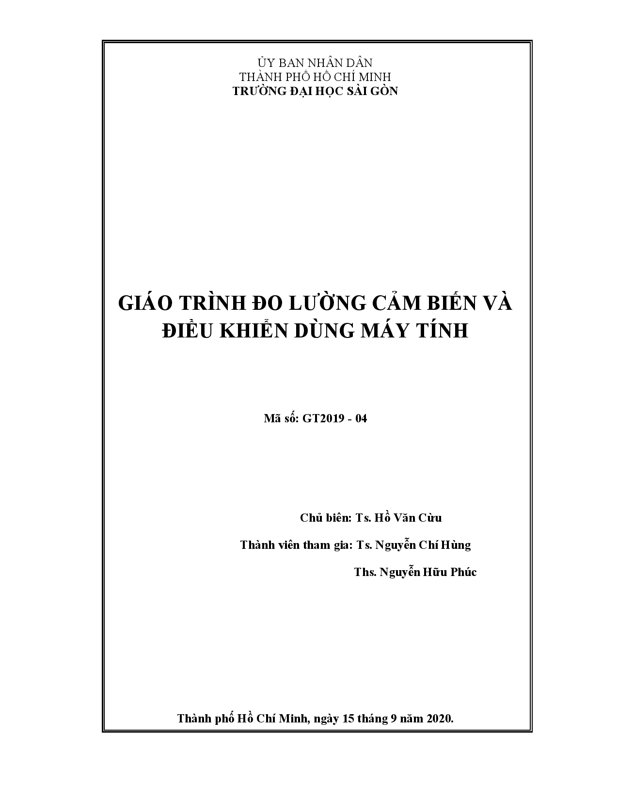 Giáo trình đo lường cảm biến và điều khiển dùng máy tính  