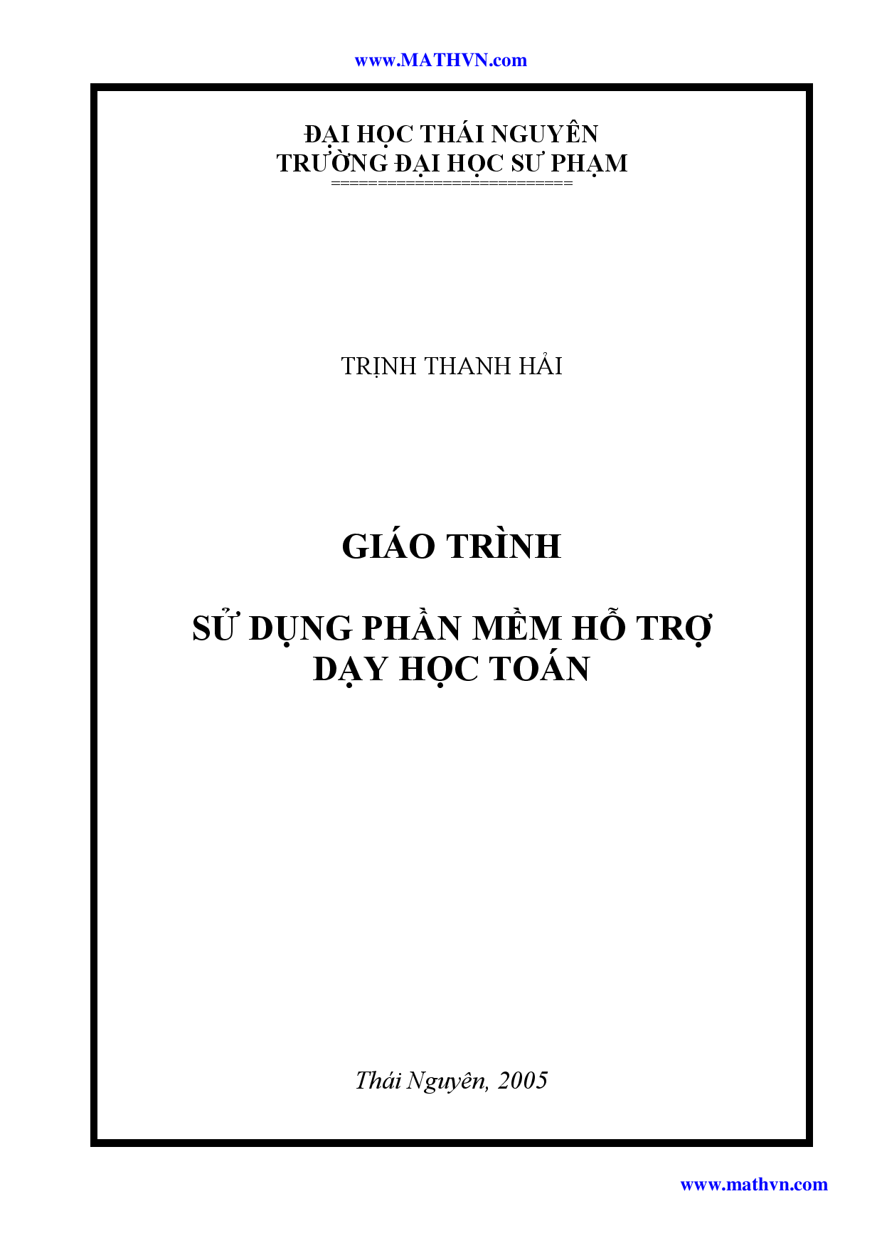 Giáo trình sử dụng phần mềm hỗ trợ dạy học Toán  