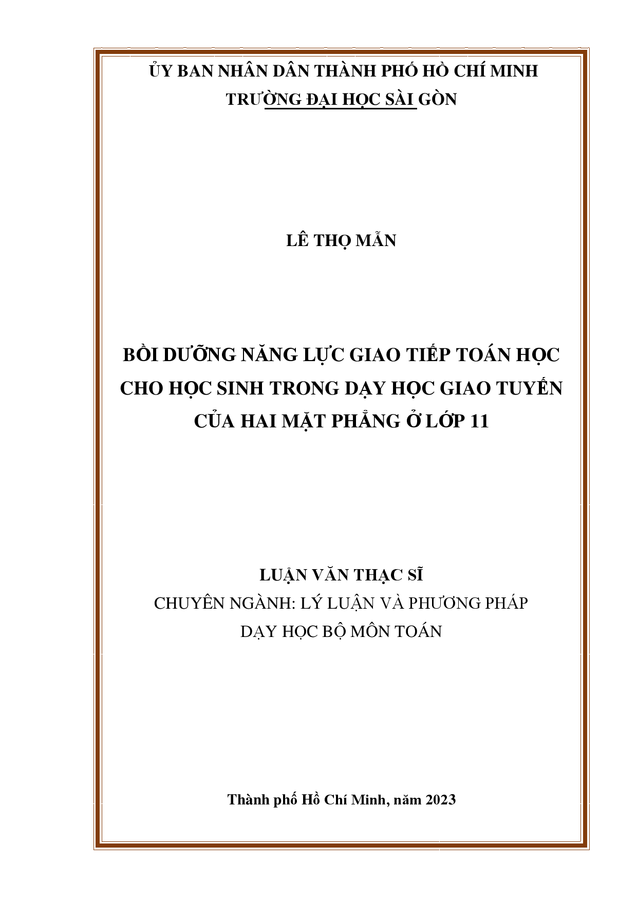 Bồi dưỡng năng lực giao tiếp toán học cho học sinh trong dạy học giao tuyến của hai mặt phẳng ở lớp 11  