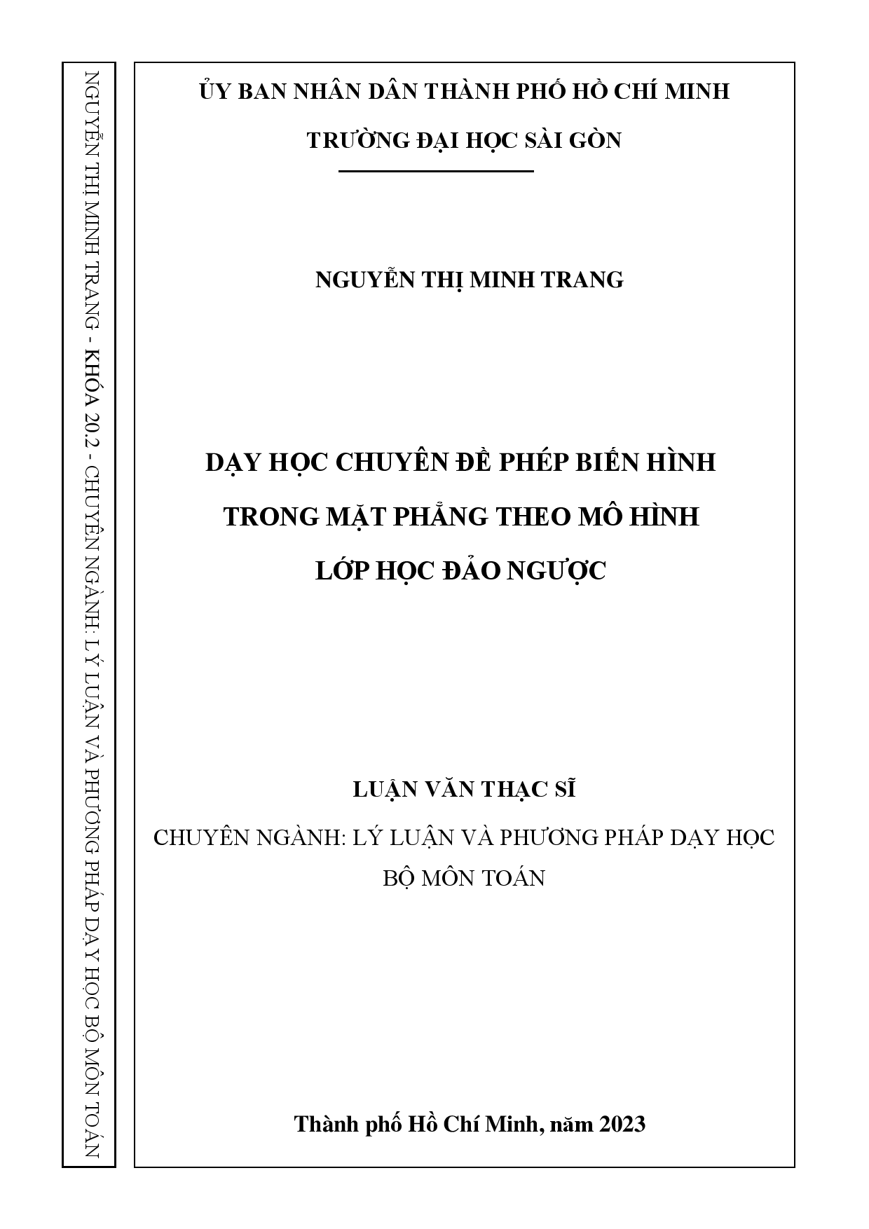 Dạy học chuyên đề phép biến hình trong mặt phẳng theo mô hình lớp học đảo ngược  