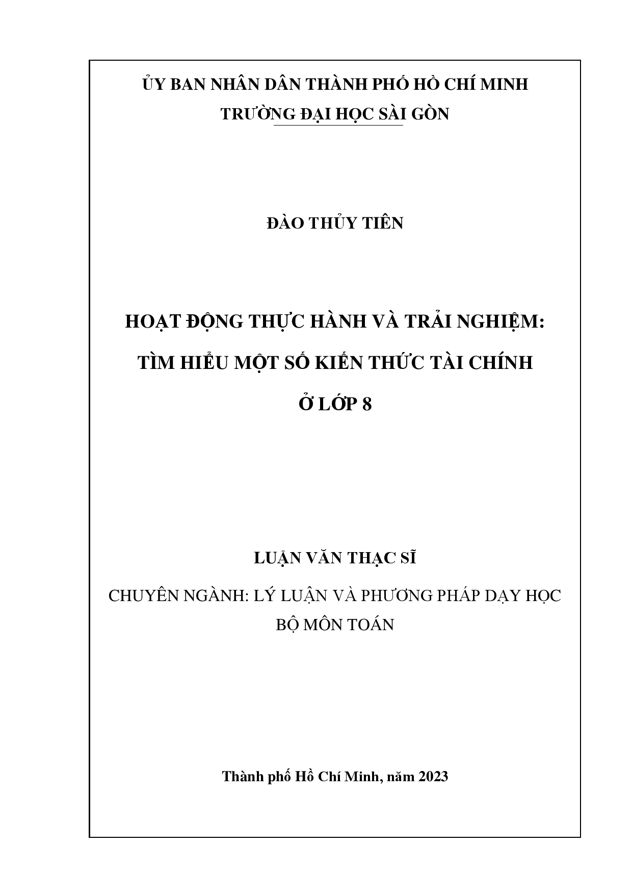 Hoạt động thực hành và trải nghiệm: tìm hiểu một số kiến thức tài chính ở lớp 8  