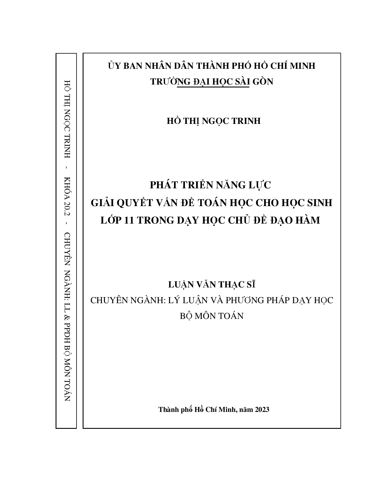 Phát triển năng lực giải quyết vấn đề toán học cho học sinh lớp 11 trong dạy học chủ đề đạo hàm  