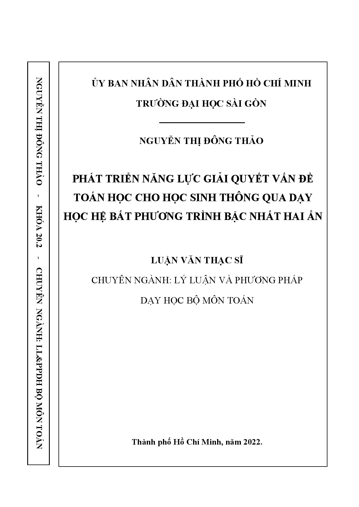 Phát triển năng lực giải quyết vấn đề toán học cho học sinh thông qua dạy học hệ bất phương trình bậc nhất hai ẩn  