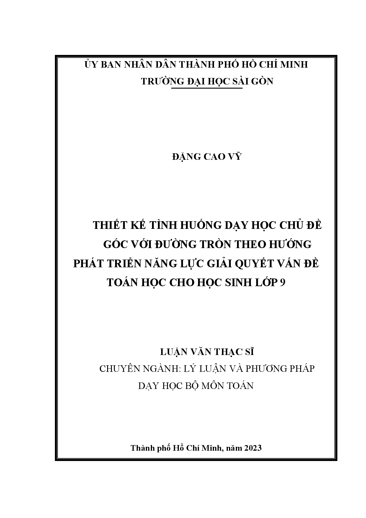 Thiết kế tình huống dạy học chủ đề Góc với đường tròn theo hướng phát triển năng lực giải quyết vấn đề toán học cho học sinh lớp 9  