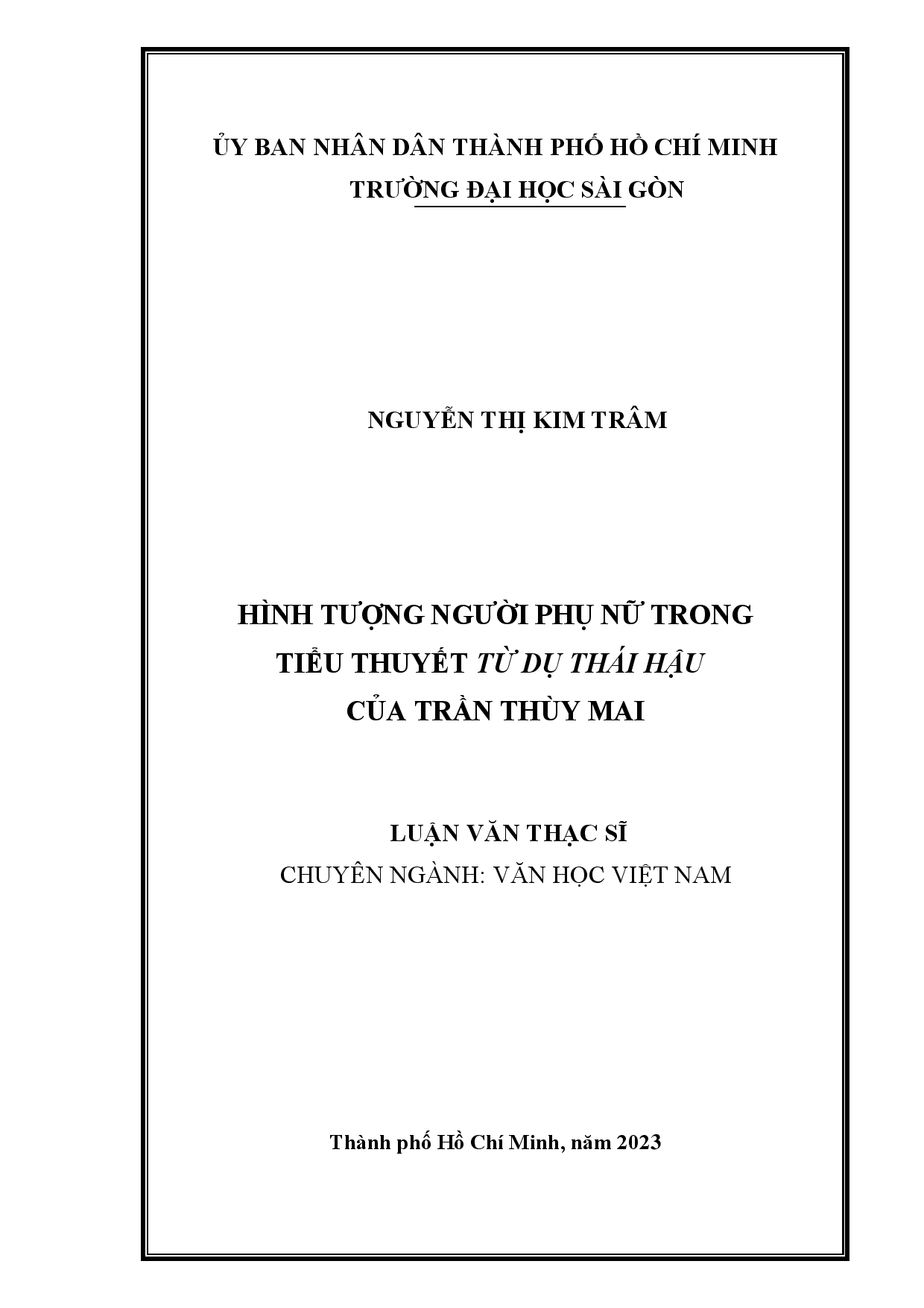 Hình tượng người phụ nữ trong tiểu thuyết Từ Dụ thái hậu của Trần Thùy Mai  