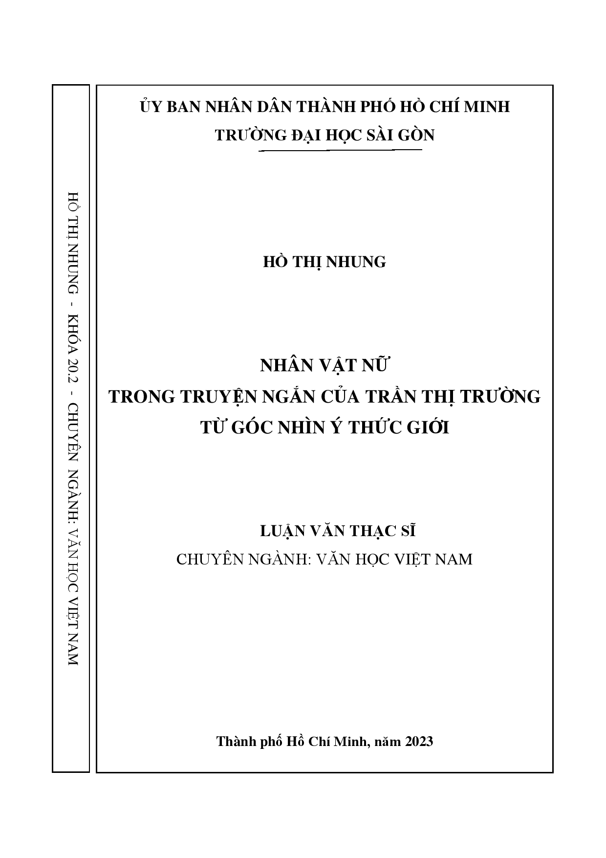 Nhân vật nữ trong truyện ngắn của Trần Thị Trường từ góc nhìn ý thức giới  