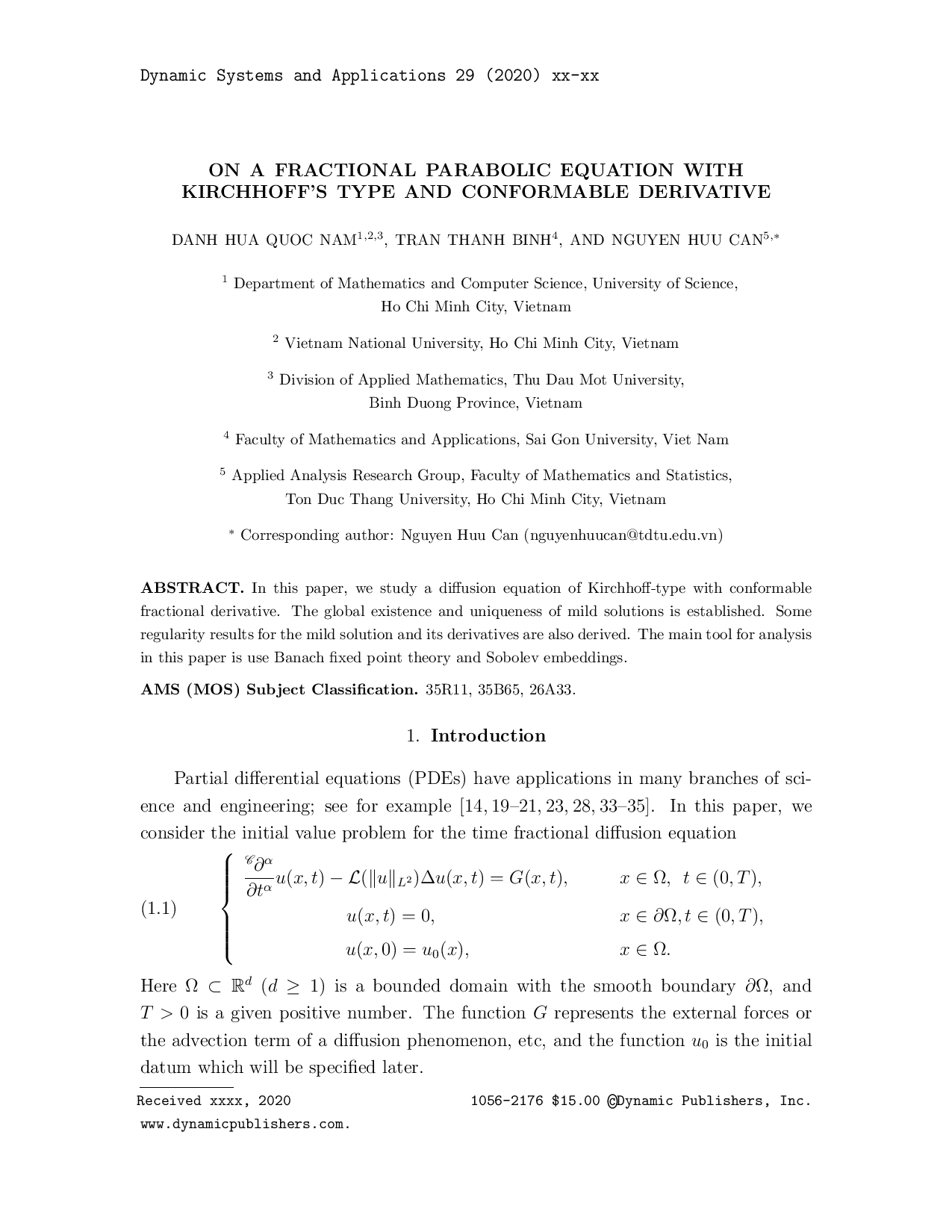 On a fractional parabolic equation with Kirchhoff’s type and conformable derivative187  