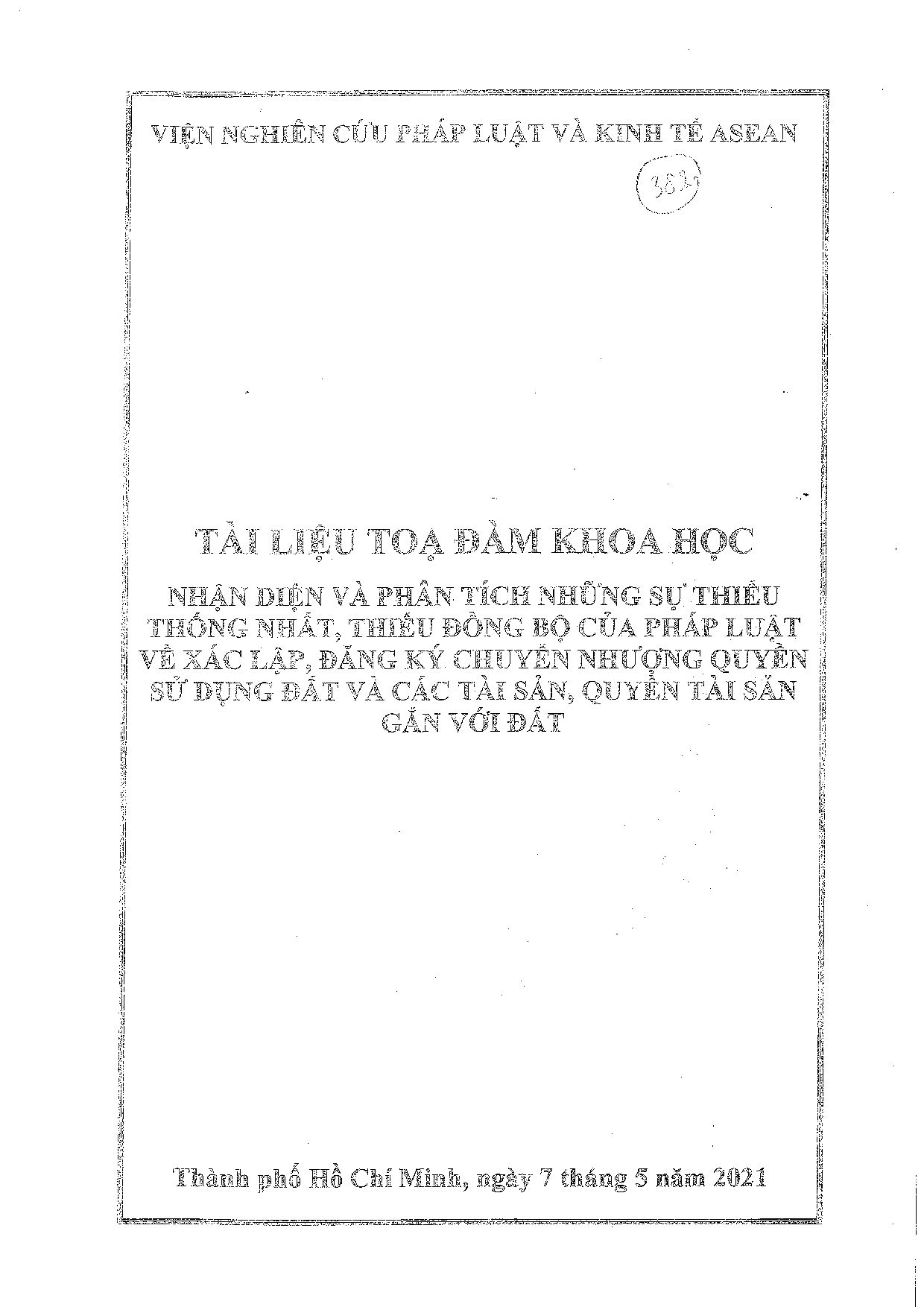 Đánh giá tổng quan tính thống nhất, tính đồng bộ của các quy định pháp luật hiện hành liên quan đến xác lập địa dịch và quyền bề mặt qua thực tiễn tại thành phố Hồ Chí Minh  