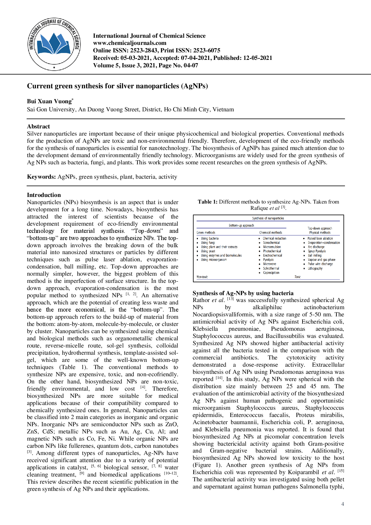 Current green synthesis for silver nanoparticles (AgNPs)  