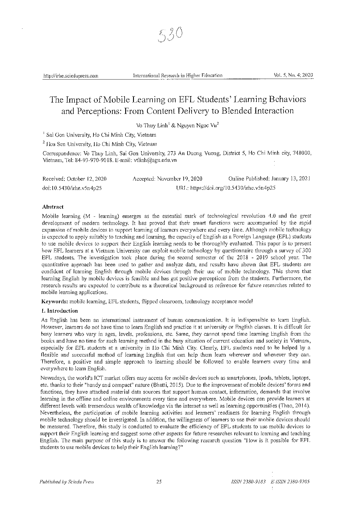 The impact of mobile learning on EFL students’ learning behaviors and perceptions  