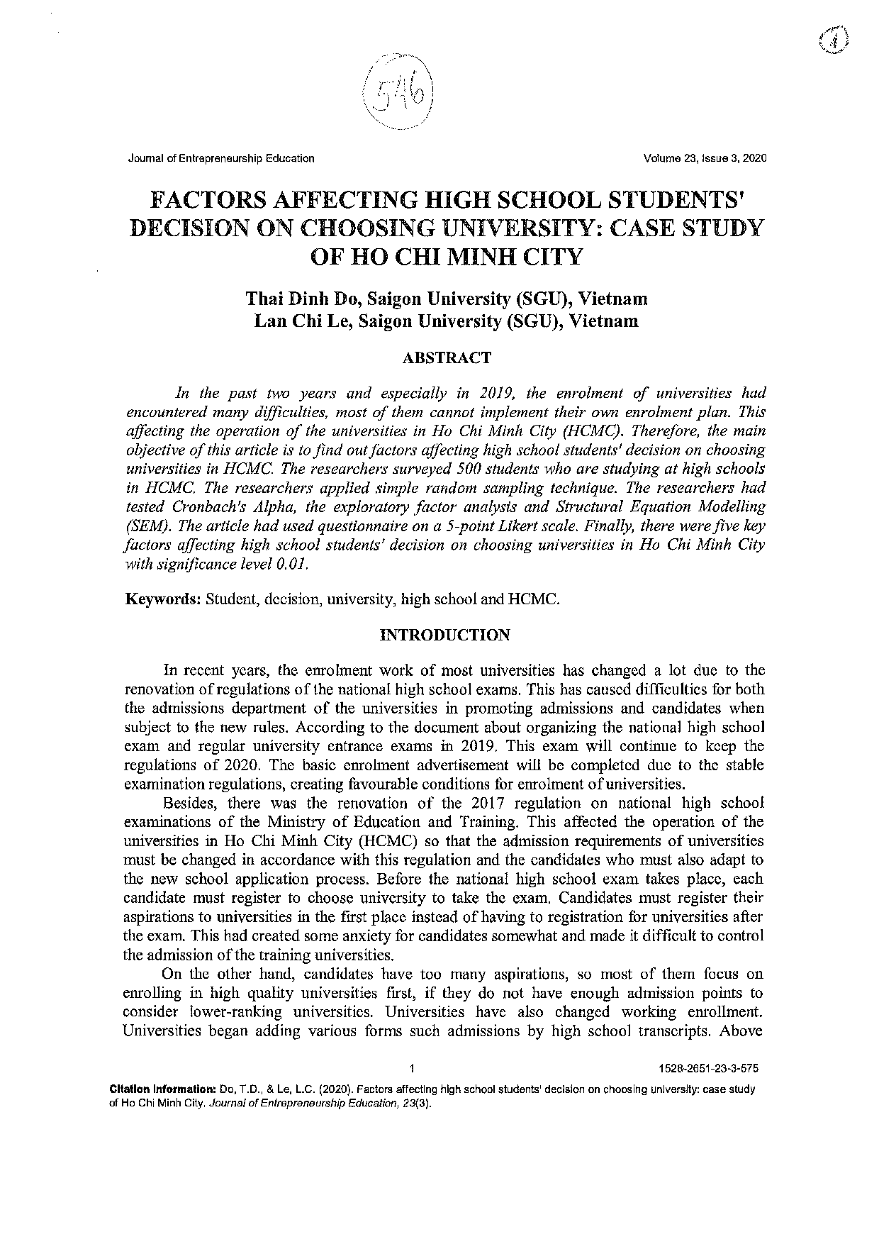 Factors affecting high school students’ decision on choosing university  