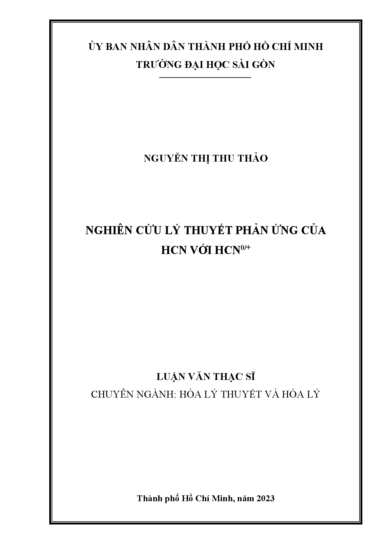 Nghiên cứu lý thuyết phản ứng của HCN với HCN0/+  