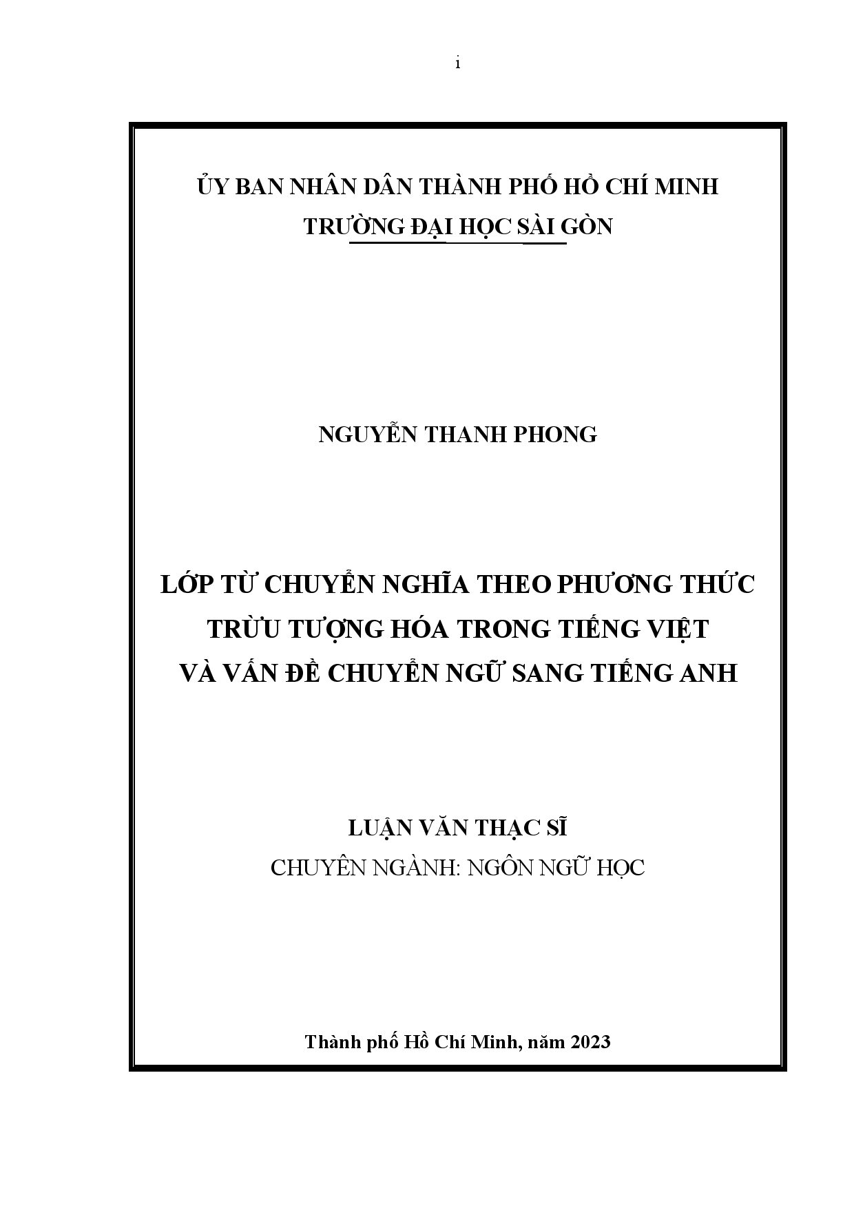 Lớp từ chuyển nghĩa theo phương thức trừu tượng hóa trong tiếng Việt và vấn đề chuyển ngữ sang tiếng Anh  