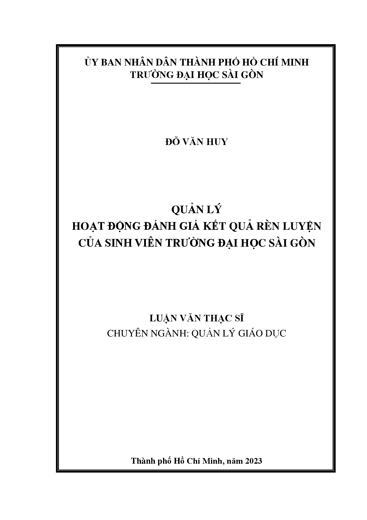 Quản lý hoạt động đánh giá kết quả rèn luyện của sinh viên Trường Đại học Sài Gòn  