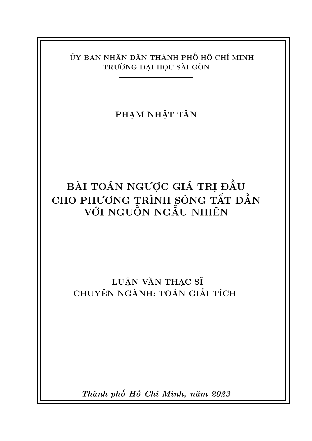 Bài toán ngược giá trị đầu cho phương trình sóng tắt dần với nguồn ngẫu nhiên  