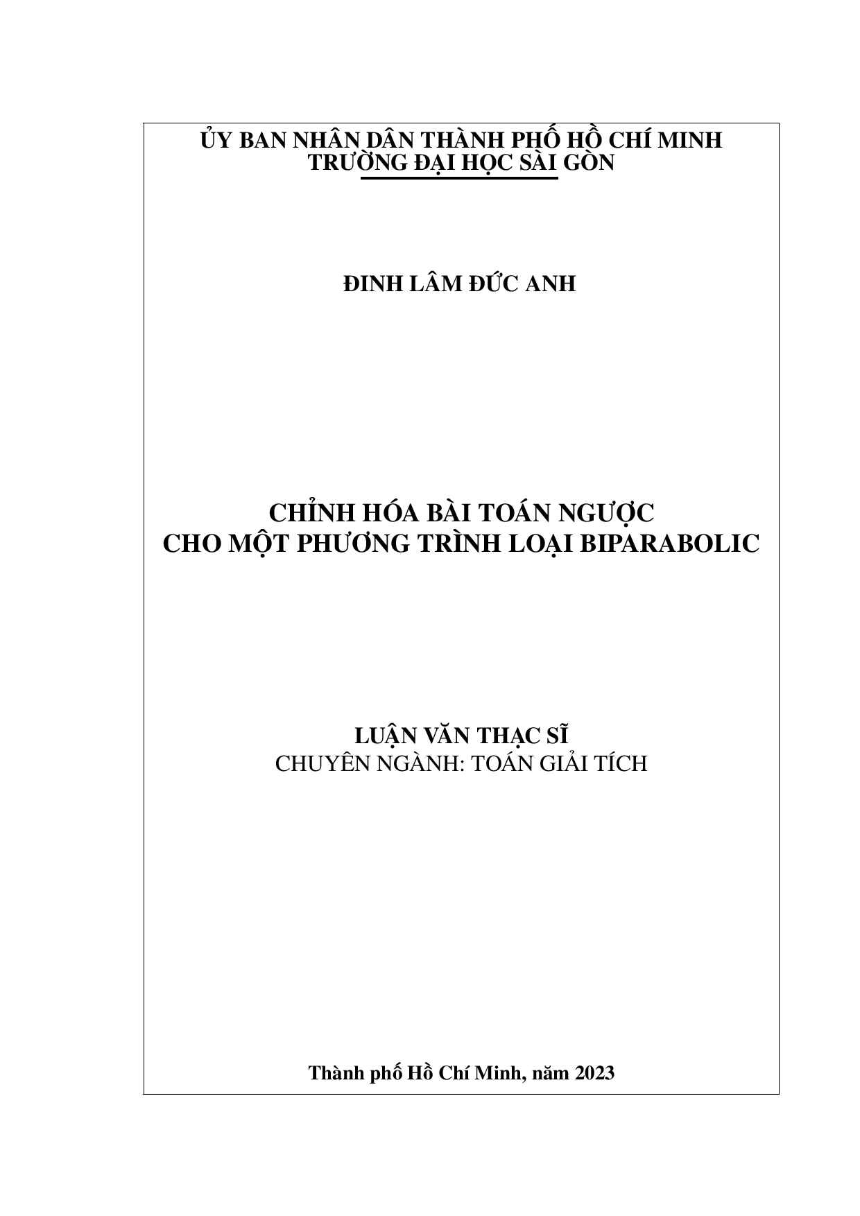 Chỉnh hóa bài toán ngược cho một phương trình loại Biparabolic  