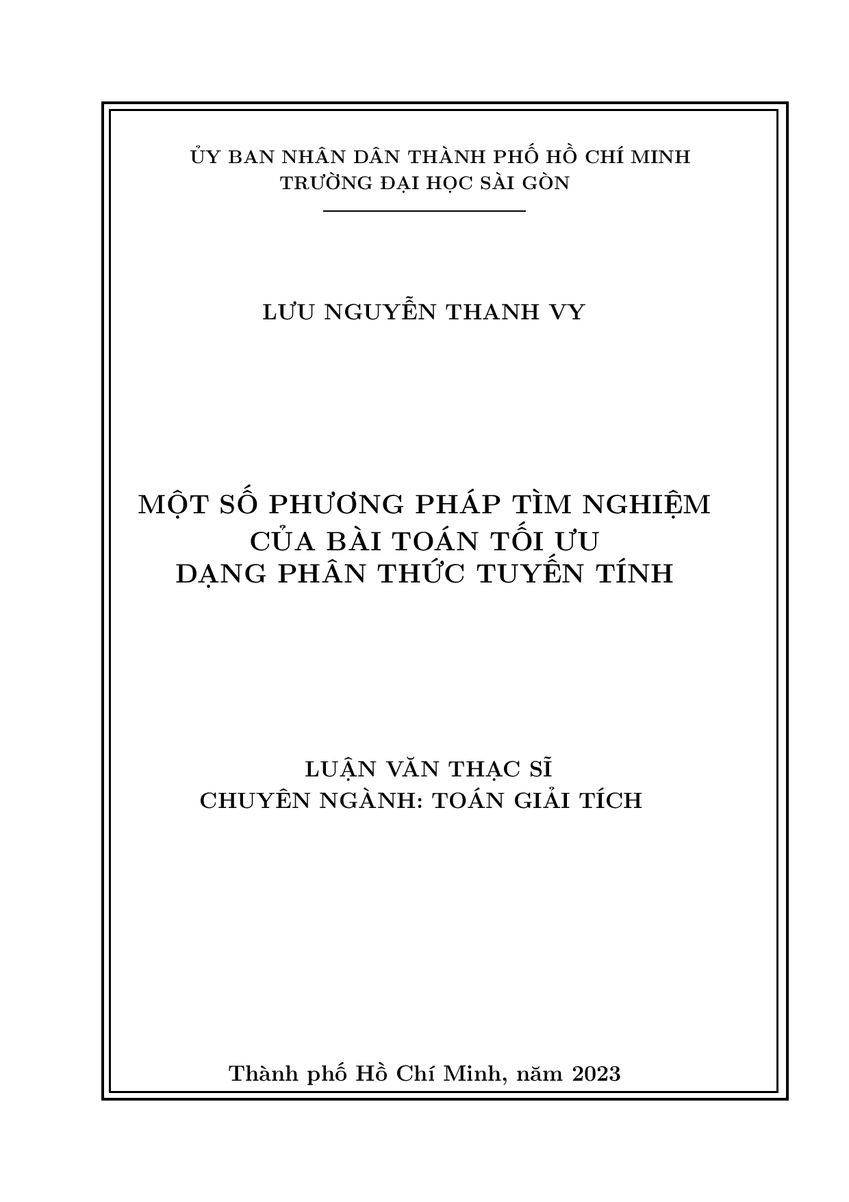 Một số phương pháp tìm nghiệm của bài toán tối ưu dạng phân thức tuyến tính  