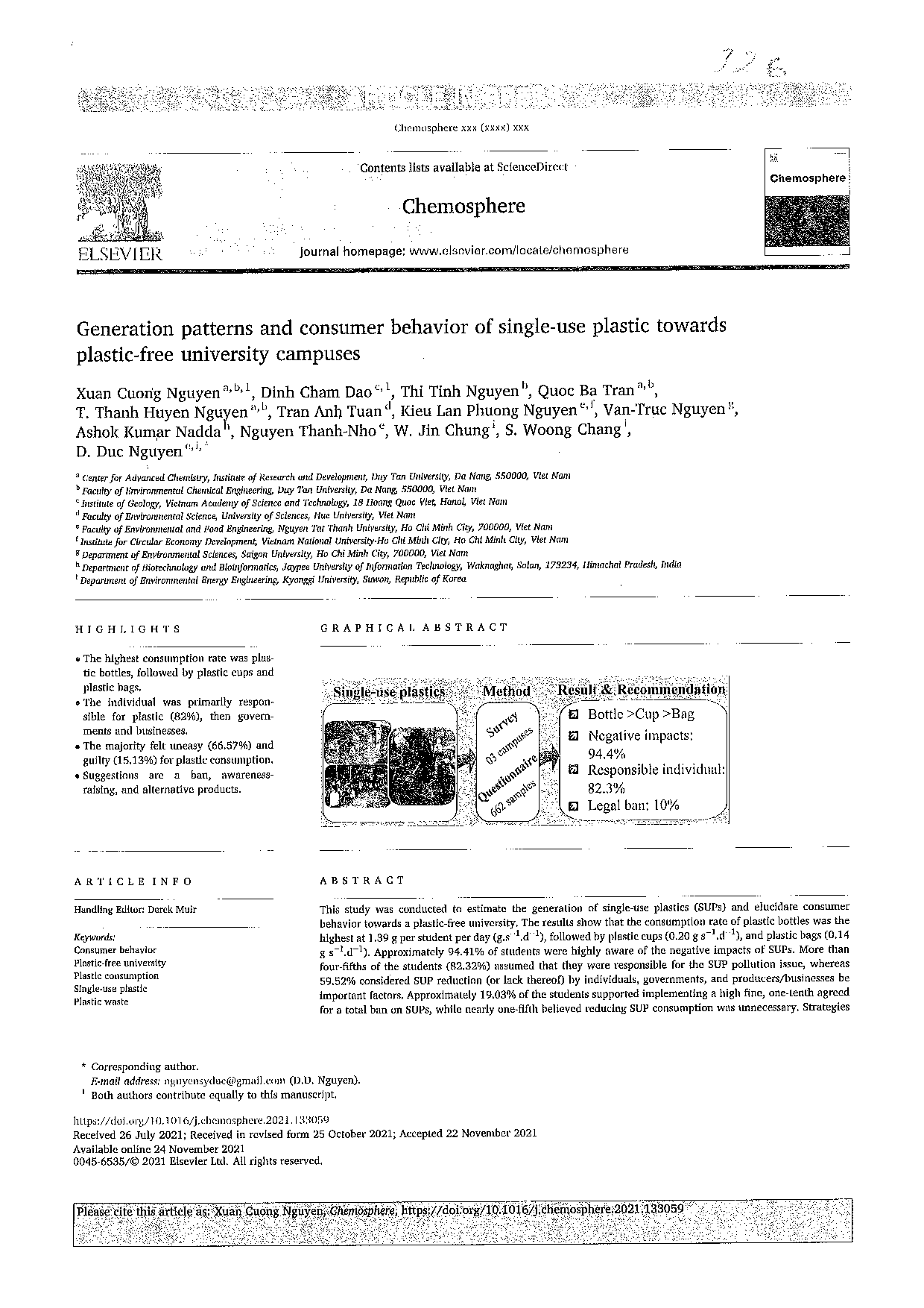 Generation patterns and consumer behavior of single - use plastic toward plastic-free university  