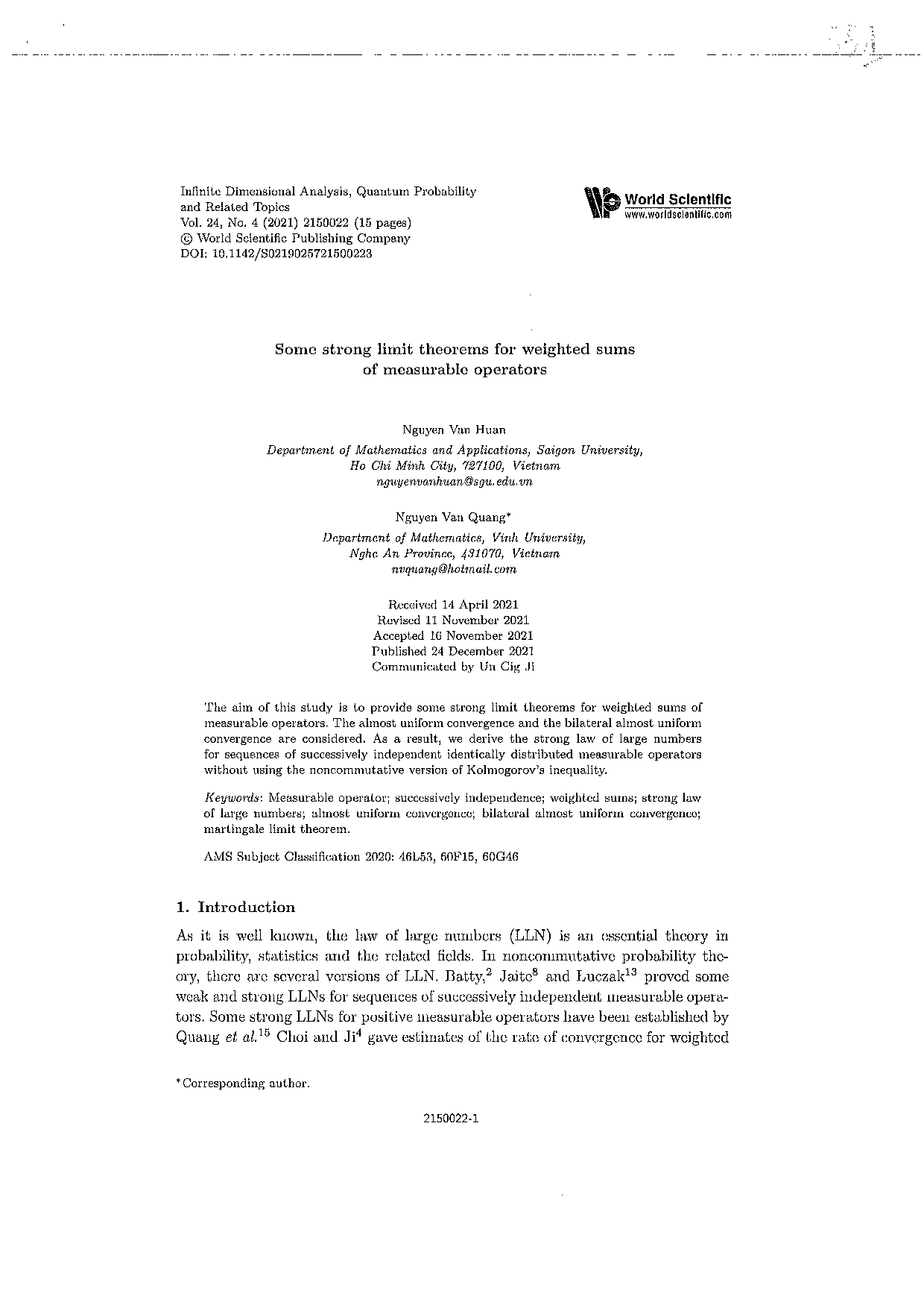 Some strong limit theorems for weighted sums of measurable operators  