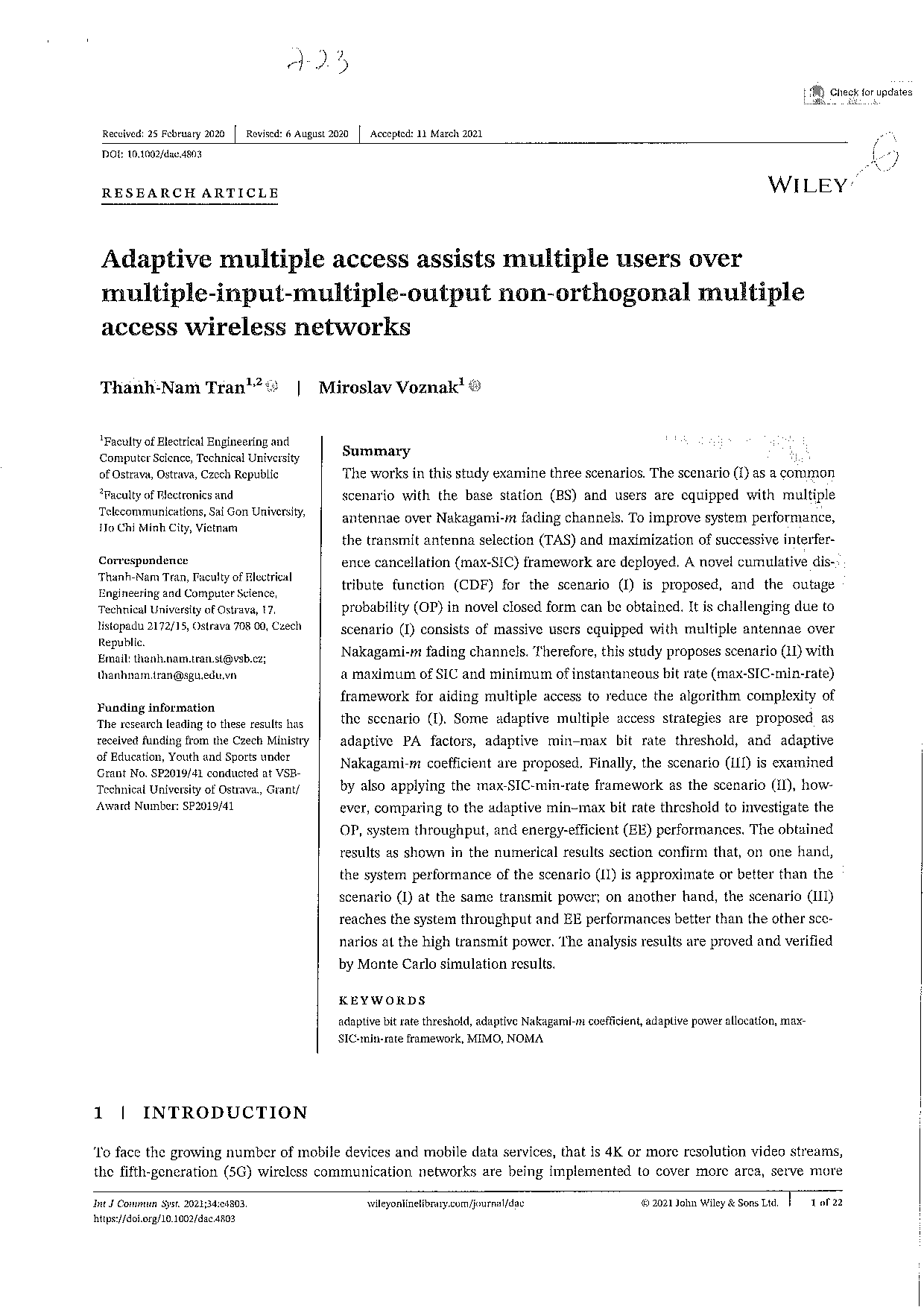 Adaptive multiple access assists multiple users over multiple- input- multiple-output non - orthogonal multiple access wireless networks  