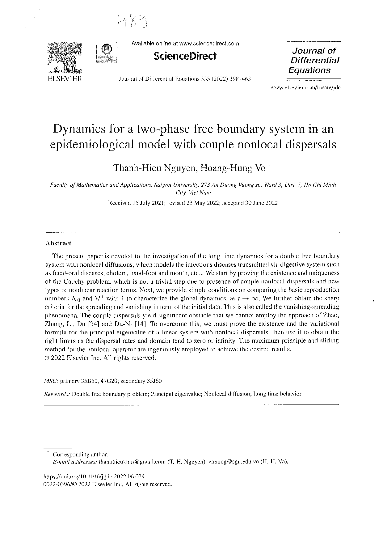 Dynamics for a two-phase free boundary system in an epidemiological model with couple nonlocal dispersals  