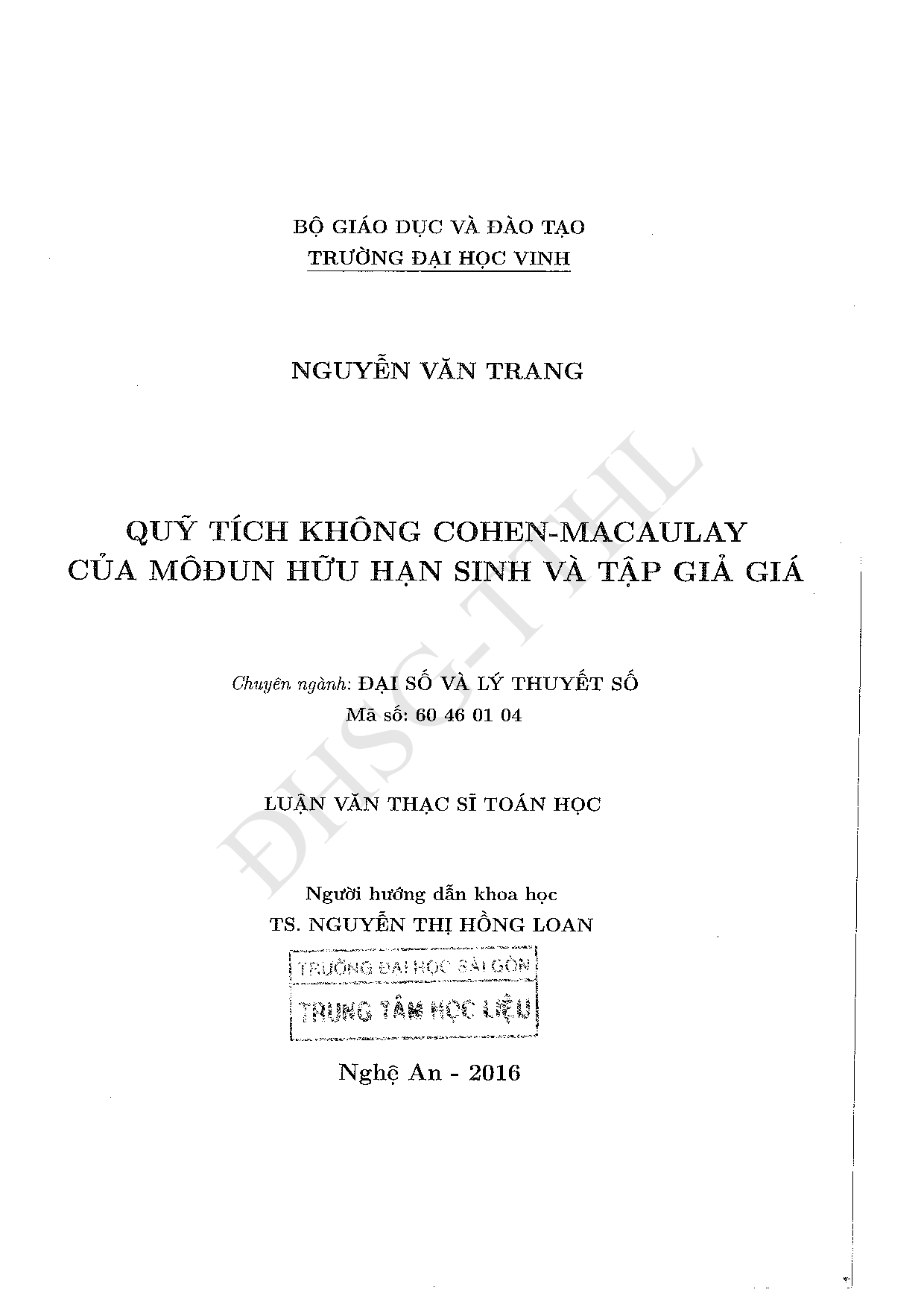 Quỹ tích không Cohen - Macaulay của môđun hữu hạn sinh và tập giả giá