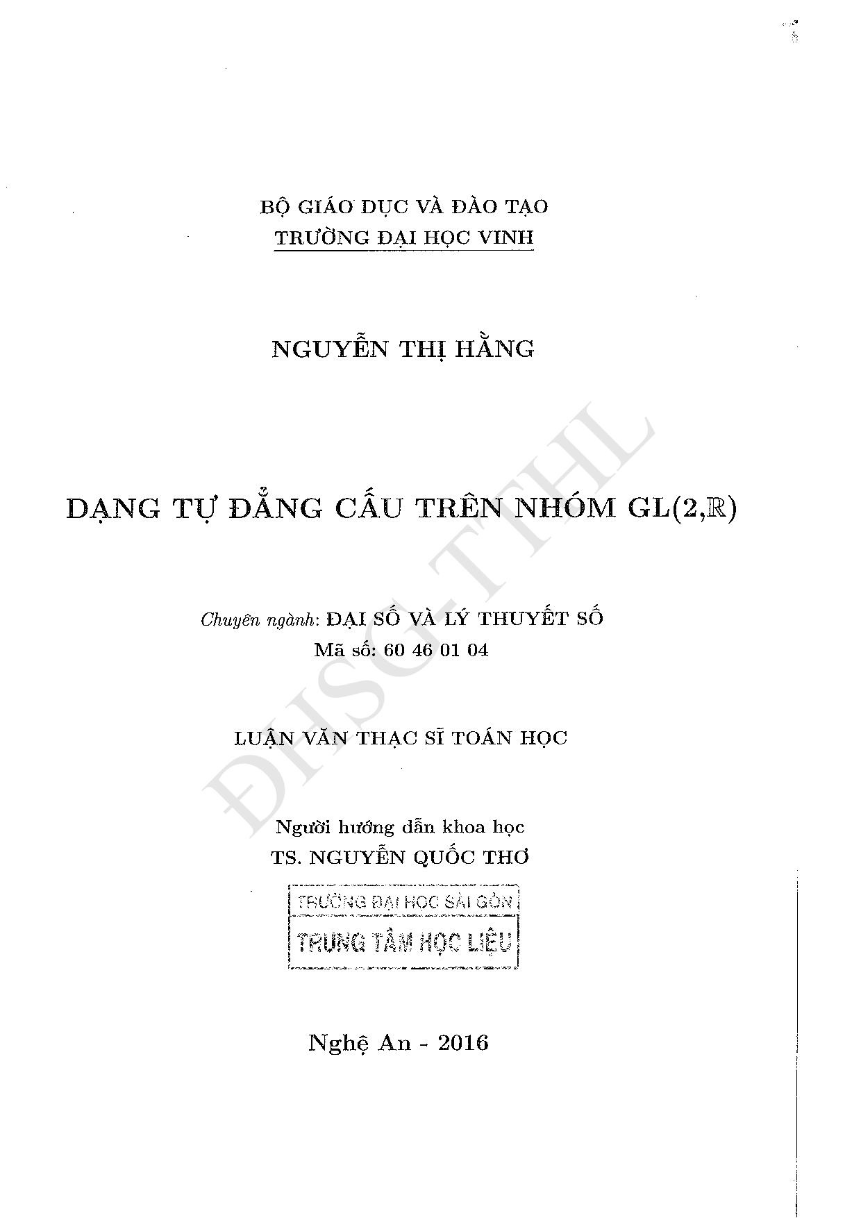 Dạng tự đẳng cấu trên nhóm GL (2, R)