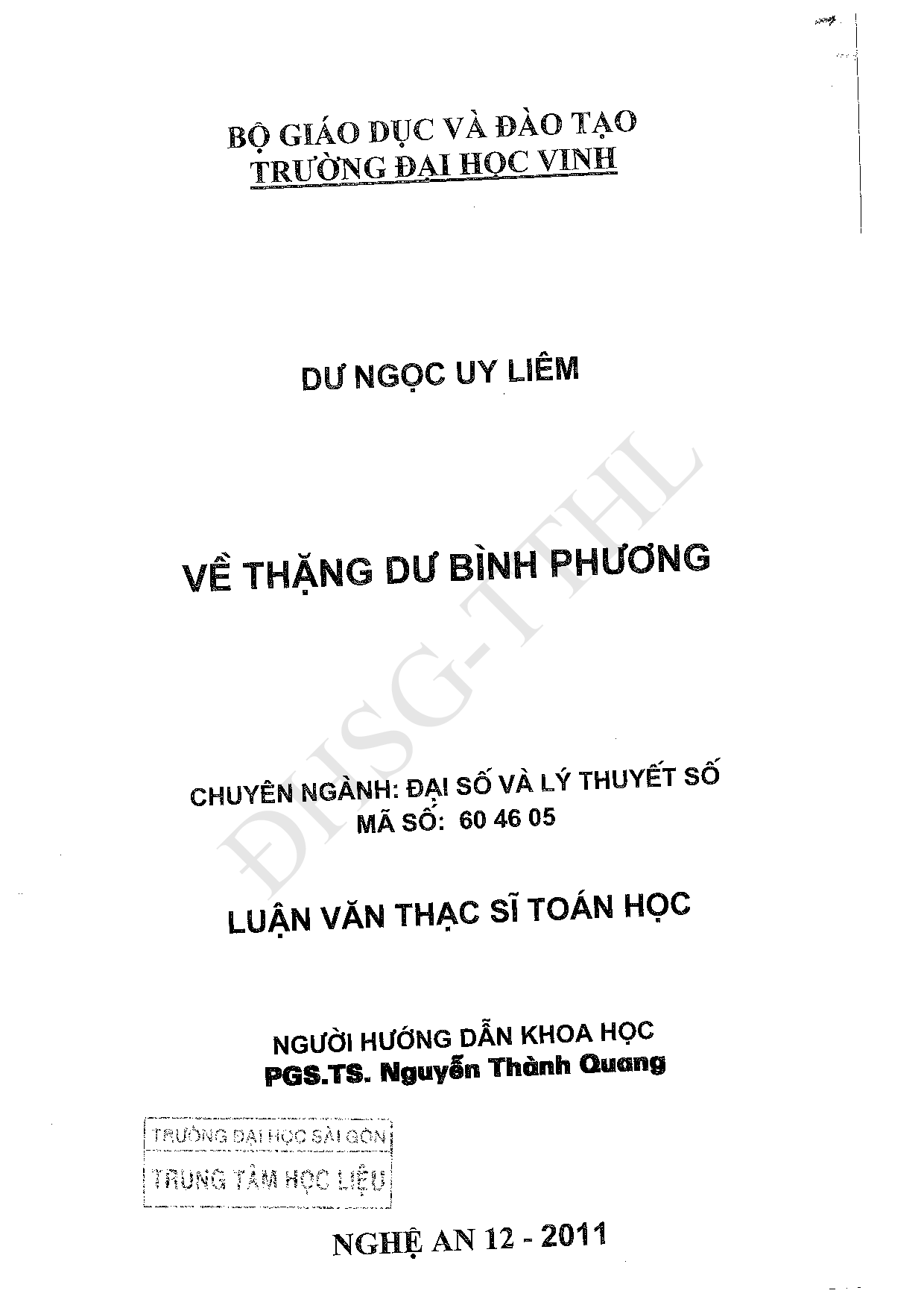 Về thặng dư bình phương