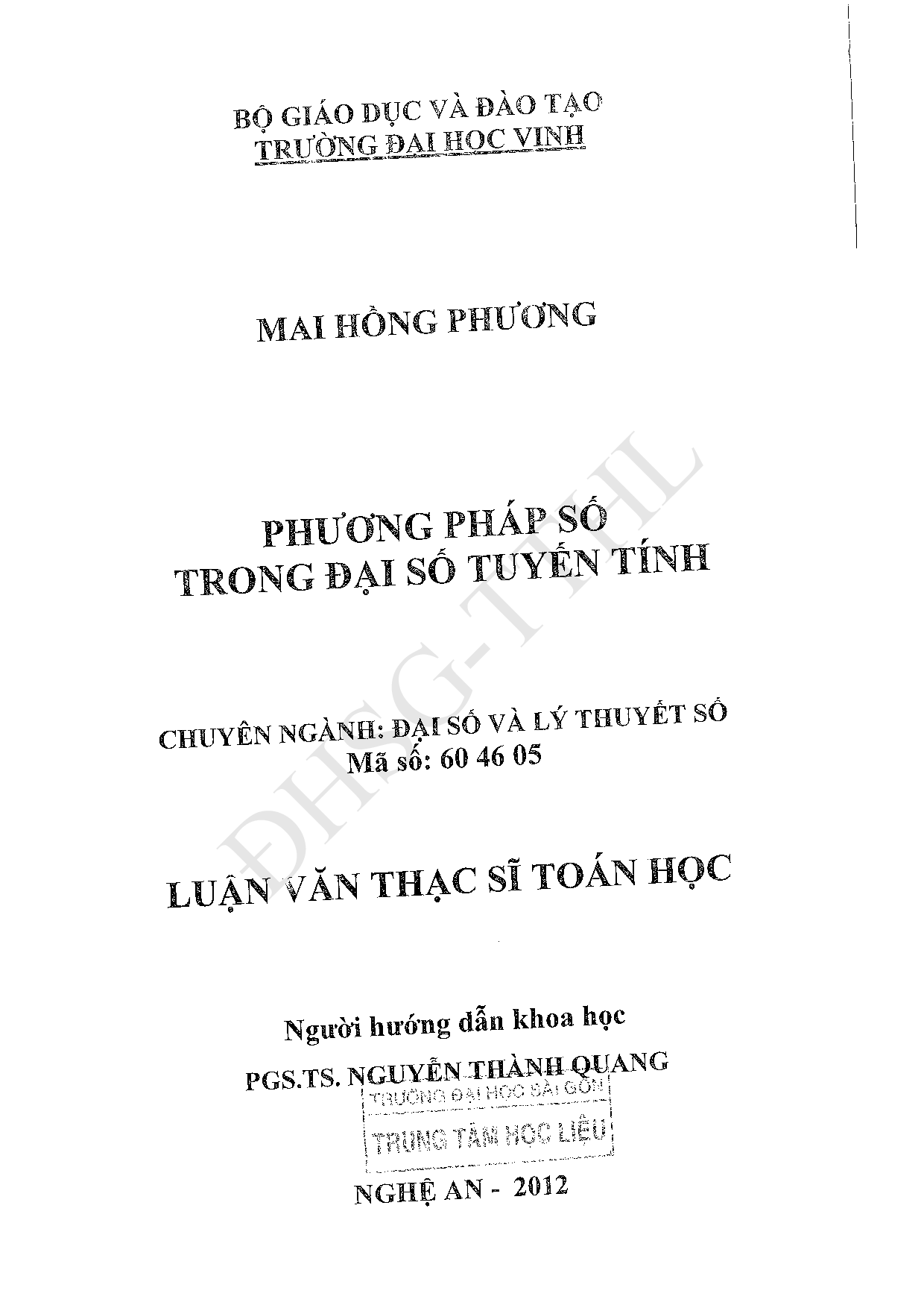 Phương pháp số trong đại số tuyến tính