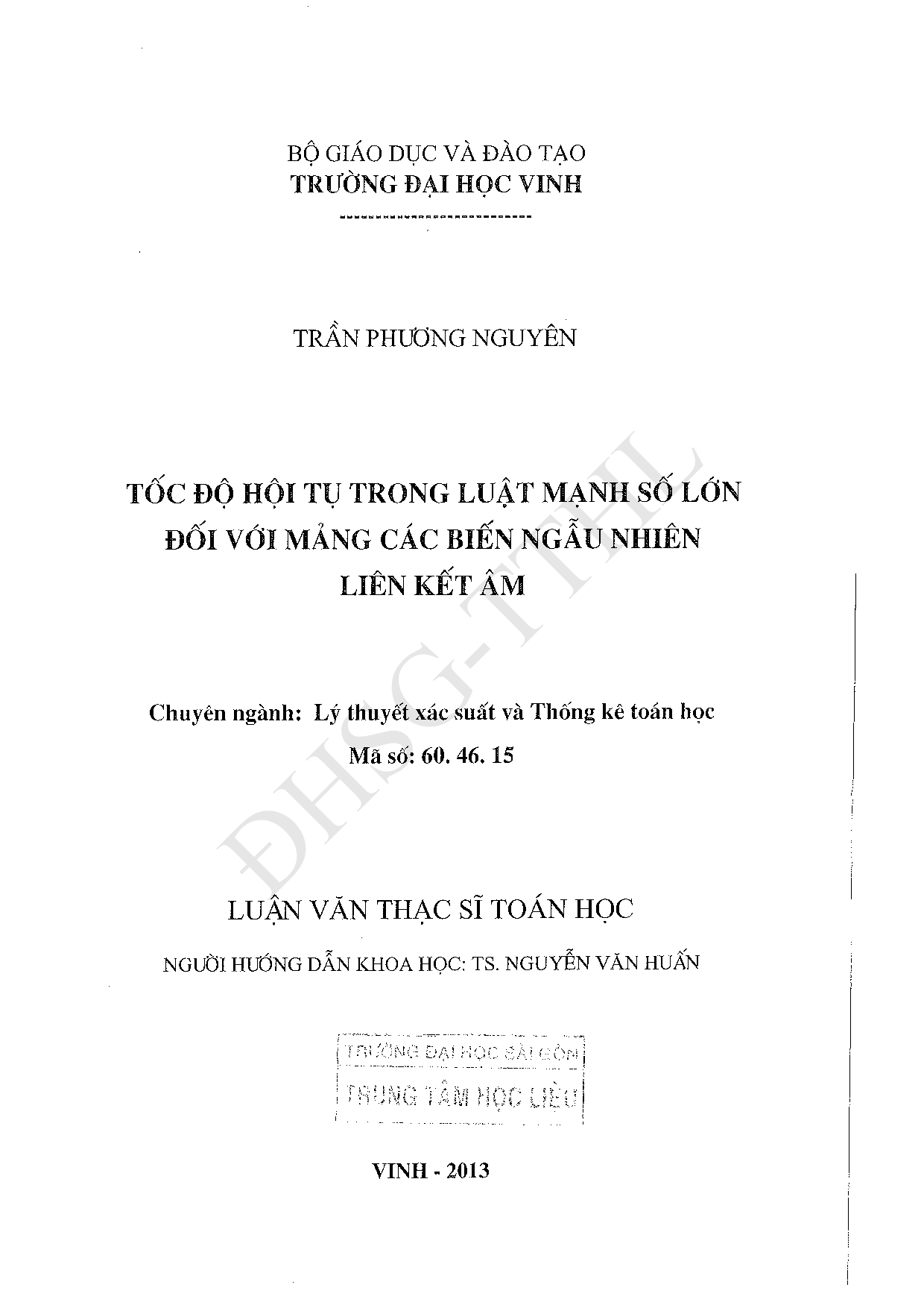 Tốc độ hội tụ trong luật mạnh số lớn đối với mảng các biến ngẫu nhiên liên kết âm