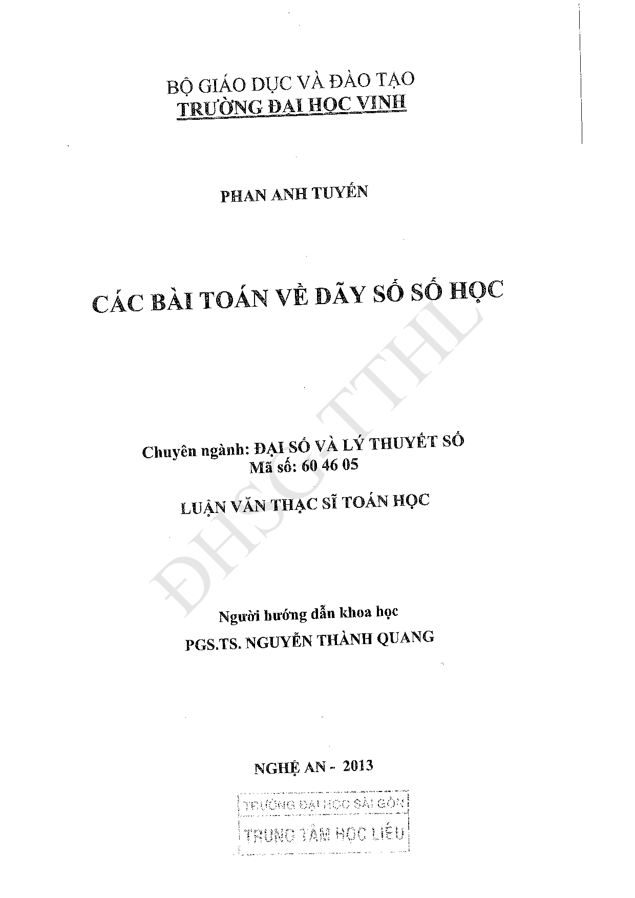 Các bài toán về dãy số số học