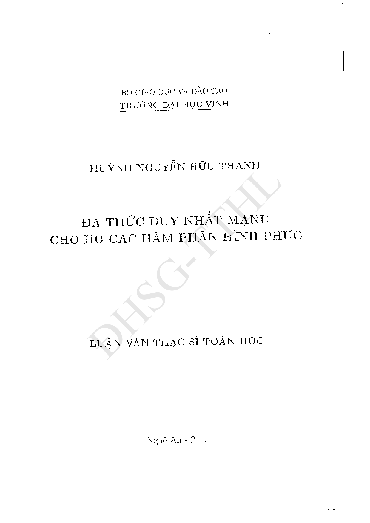 Đa thức duy nhất mạnh cho họ các hàm phân hình thức