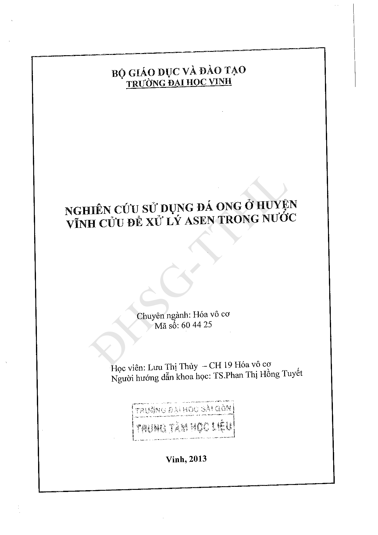 Nghiên cứu sử dụng đá ong ở huyện Vĩnh Cửu để xử lý ASEN trong nước