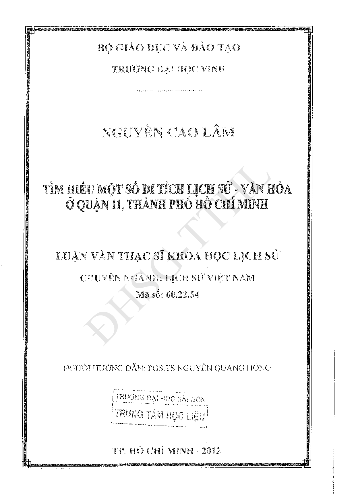 Tìm hiểu một số di tích lịch sử - văn hóa ở quận 11, thành phố Hồ Chí Minh