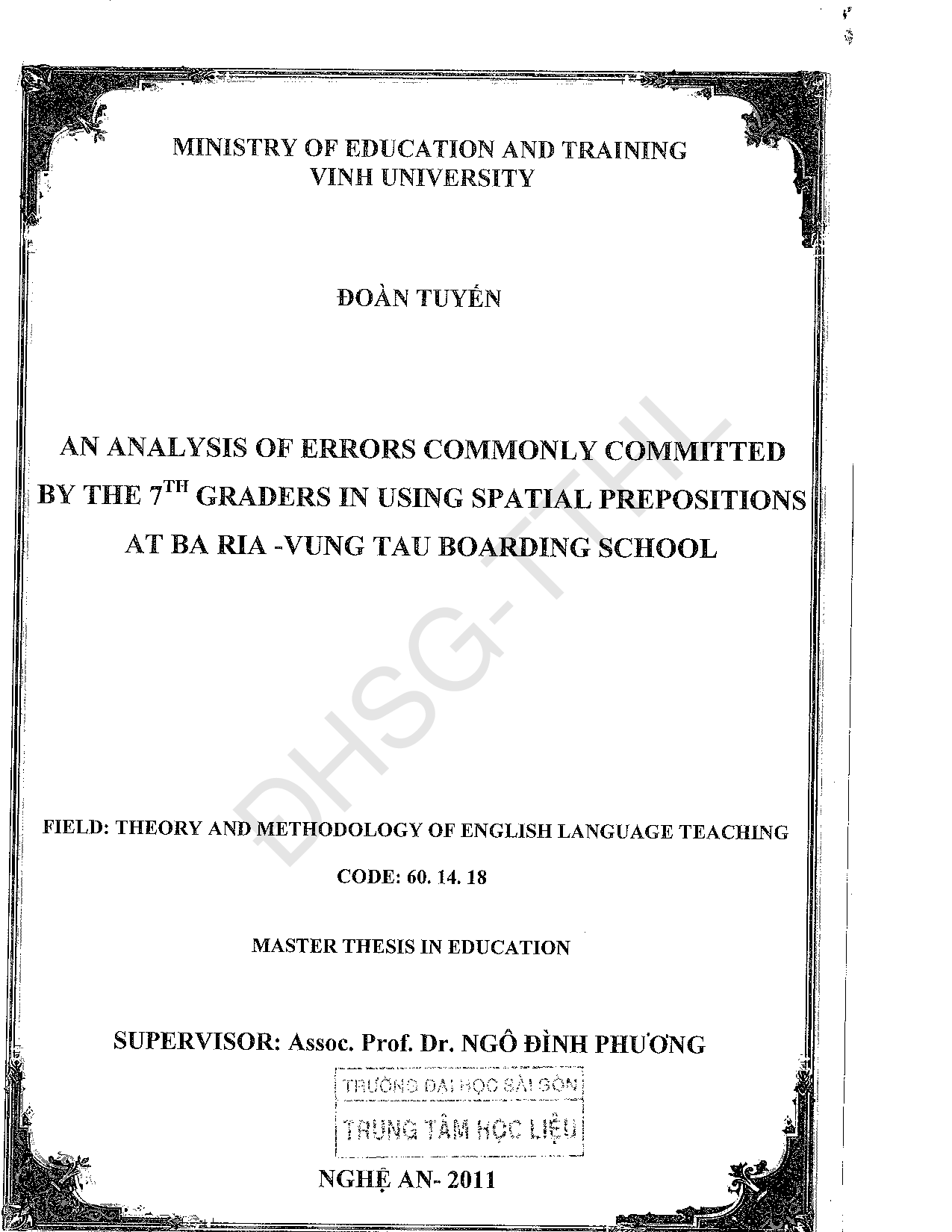 An analysis of errors commonly committed by the 7th graders in using spatial prepositions at Ba Ria-Vung Tau boarding school