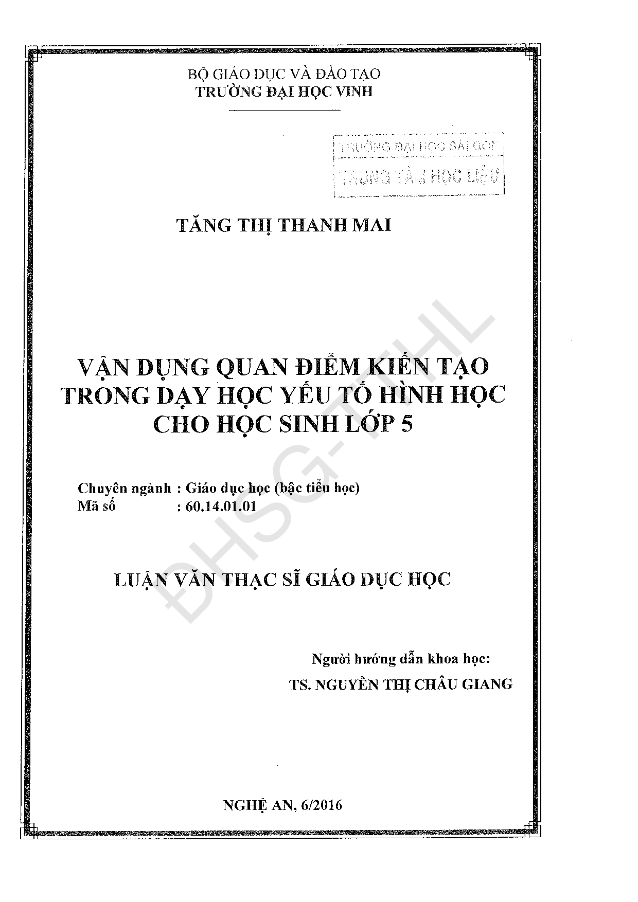 Vận dụng quan điểm kiến tạo trong dạy học yếu tố hình học cho học sinh lớp 5