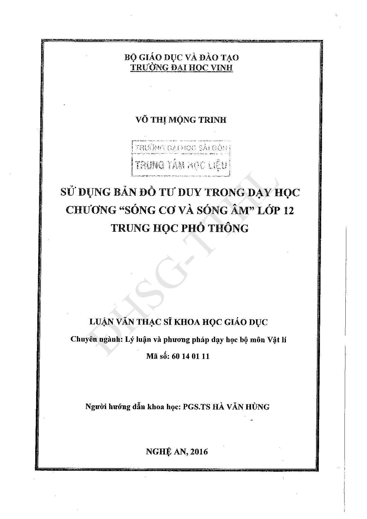 Sử dụng bản đồ tư duy trong dạy học chương "Sóng cơ và sóng âm" lớp 12 trung học phổ thông