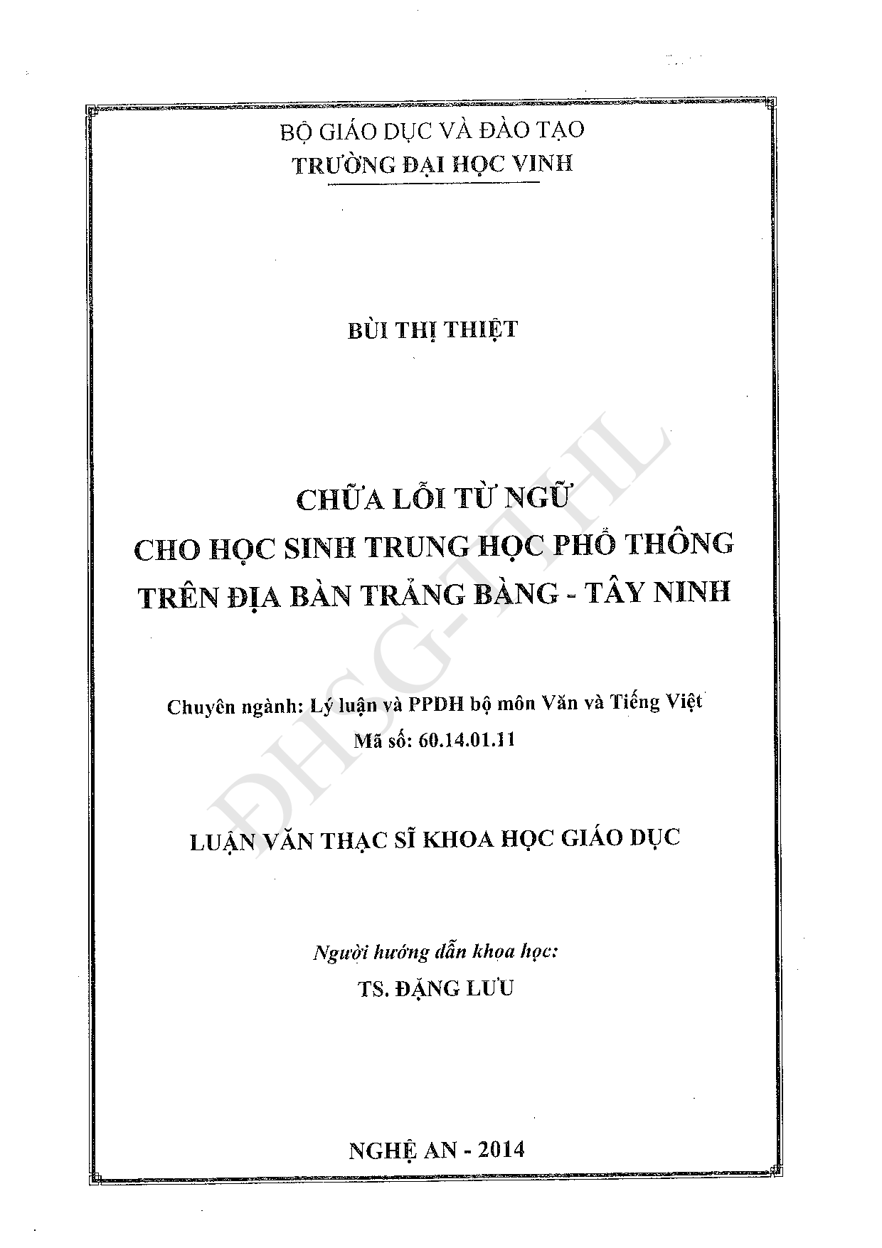 Chữa lỗi từ ngữ cho học sinh trung học phổ thông trên địa bàn Trảng Bàng - Tây Ninh