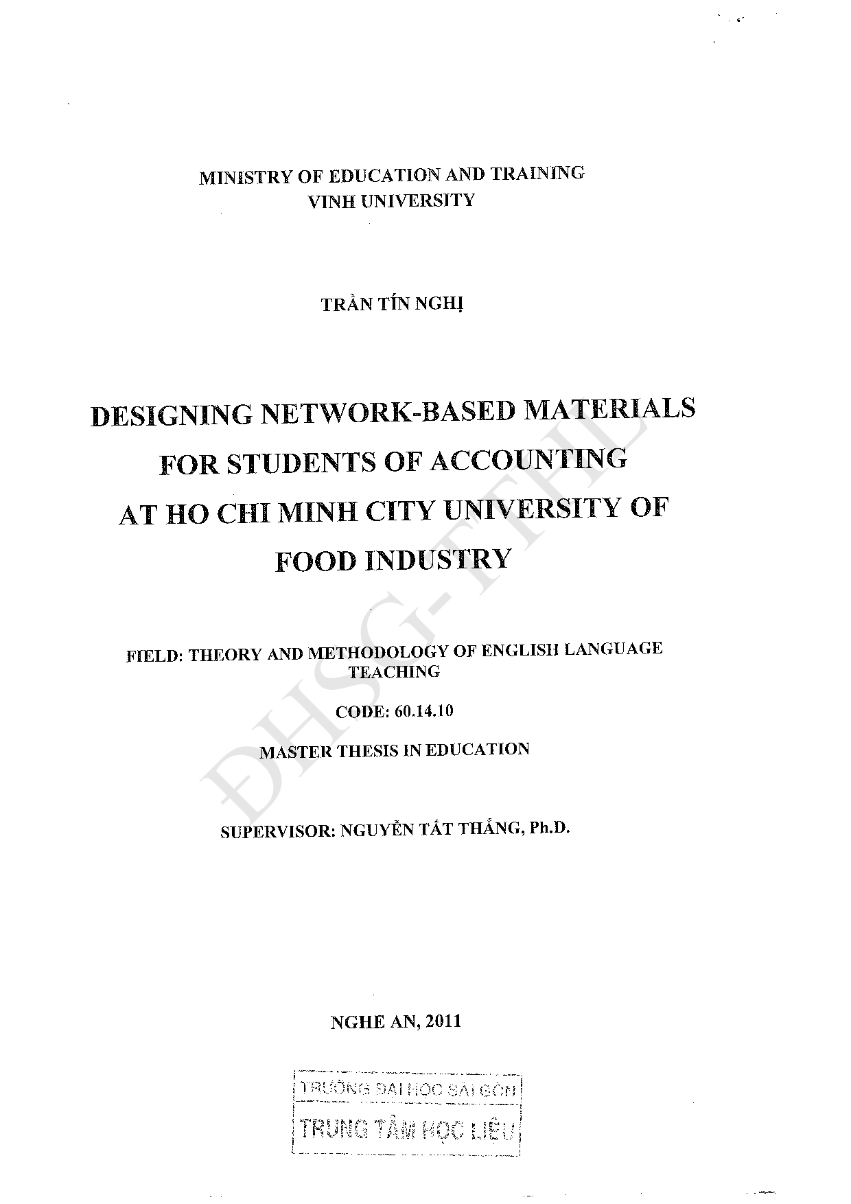 Designing net work-based materials for students of accounting at Ho Chi Minh City university of food industry (HuFi)