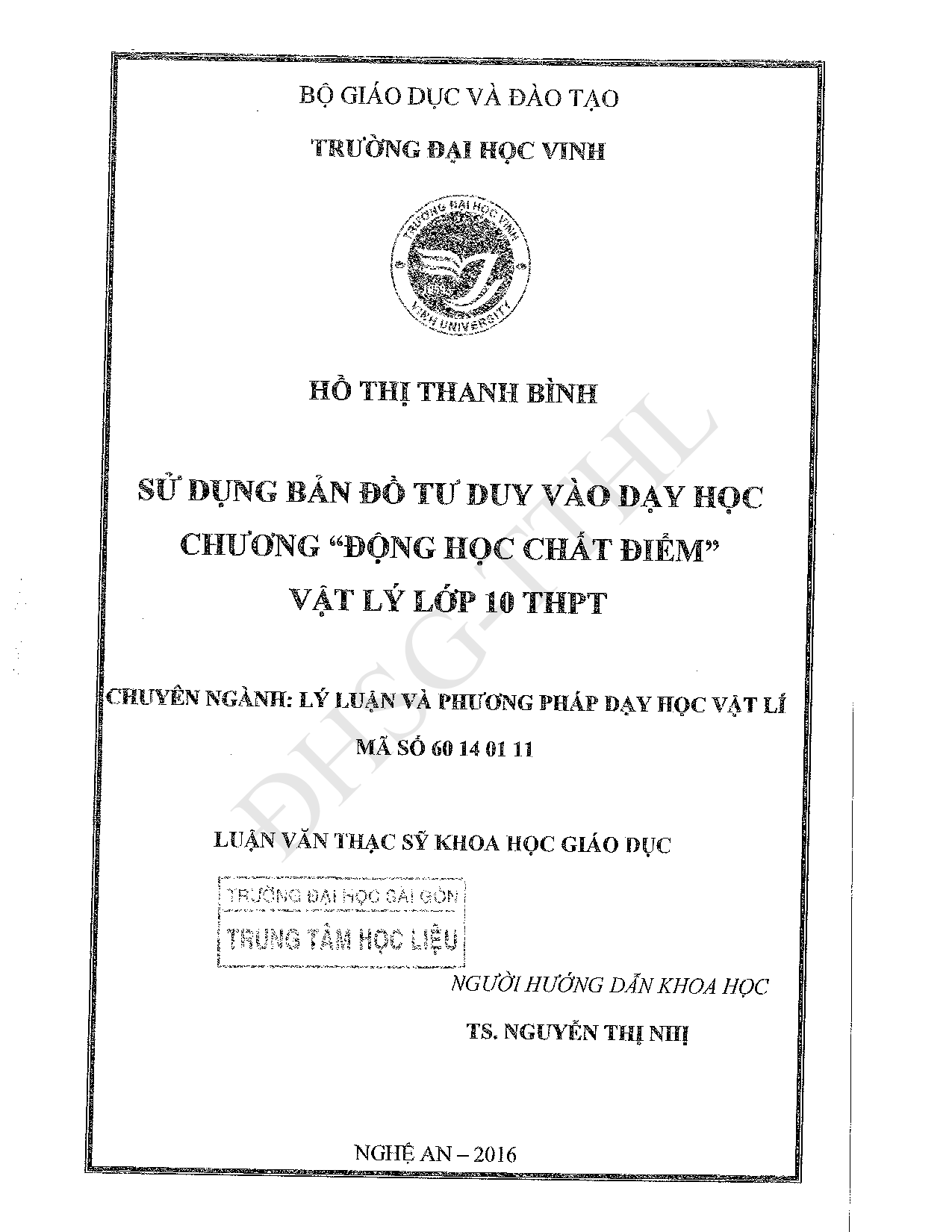 Sử dụng bản đồ tư duy vào dạy học chương "Động học chất điểm" Vật lý lớp 10 THPT