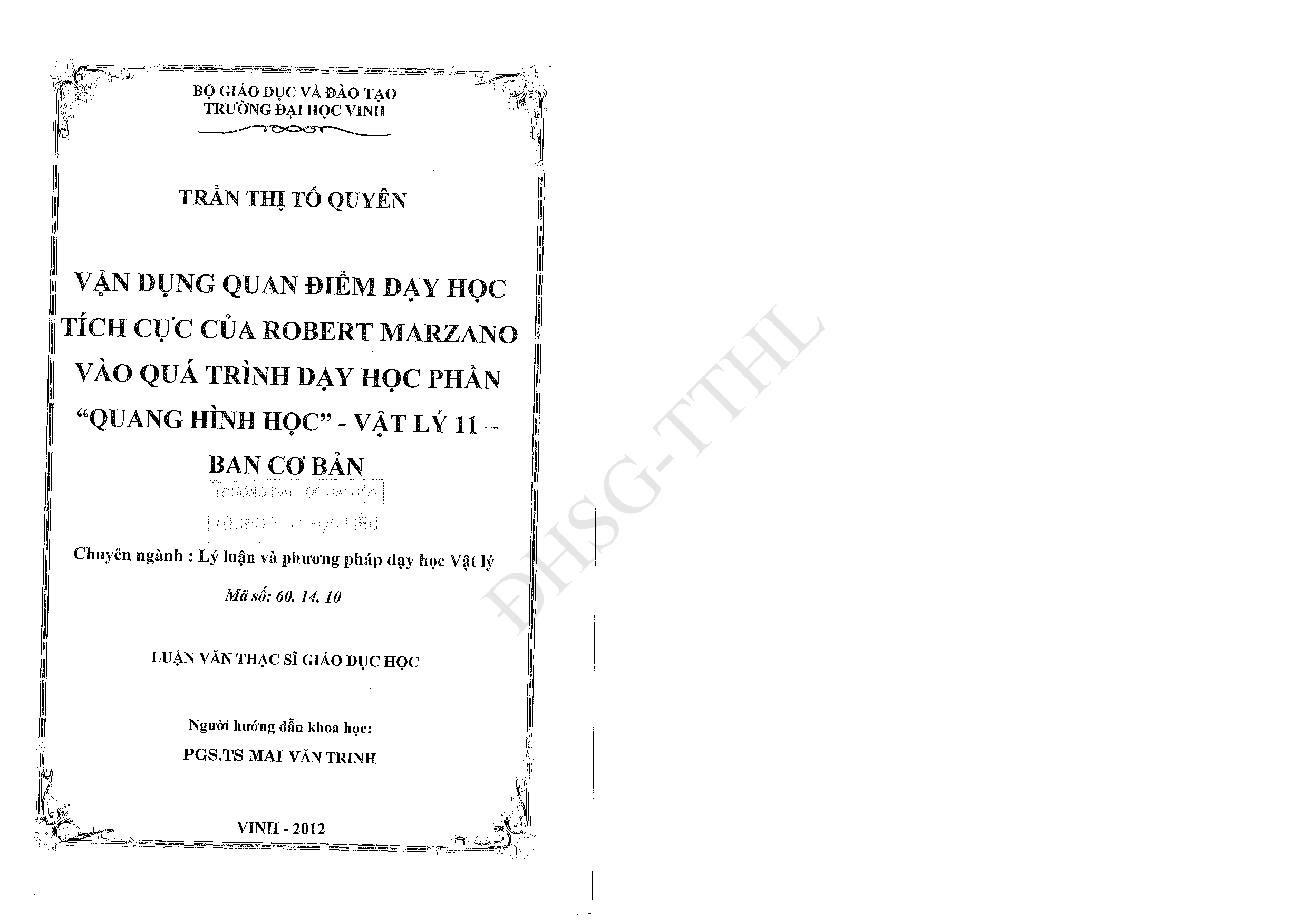 Vận dụng quan điểm dạy học tích cực của Robert Marzano vào quá trình dạy học phần "Quang hình học" - Vật lý 11 - Ban cơ bản