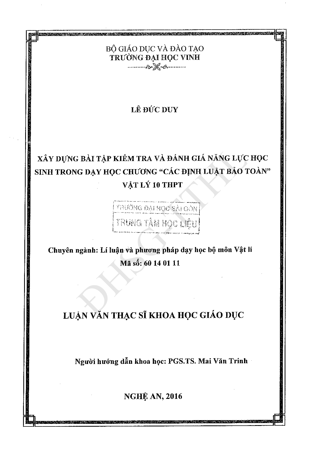 Xây dựng bài tập kiểm tra và đánh giá năng lực học sinh trong dạy học chương "Các định luật bảo toàn" Vật lý 10 THPT