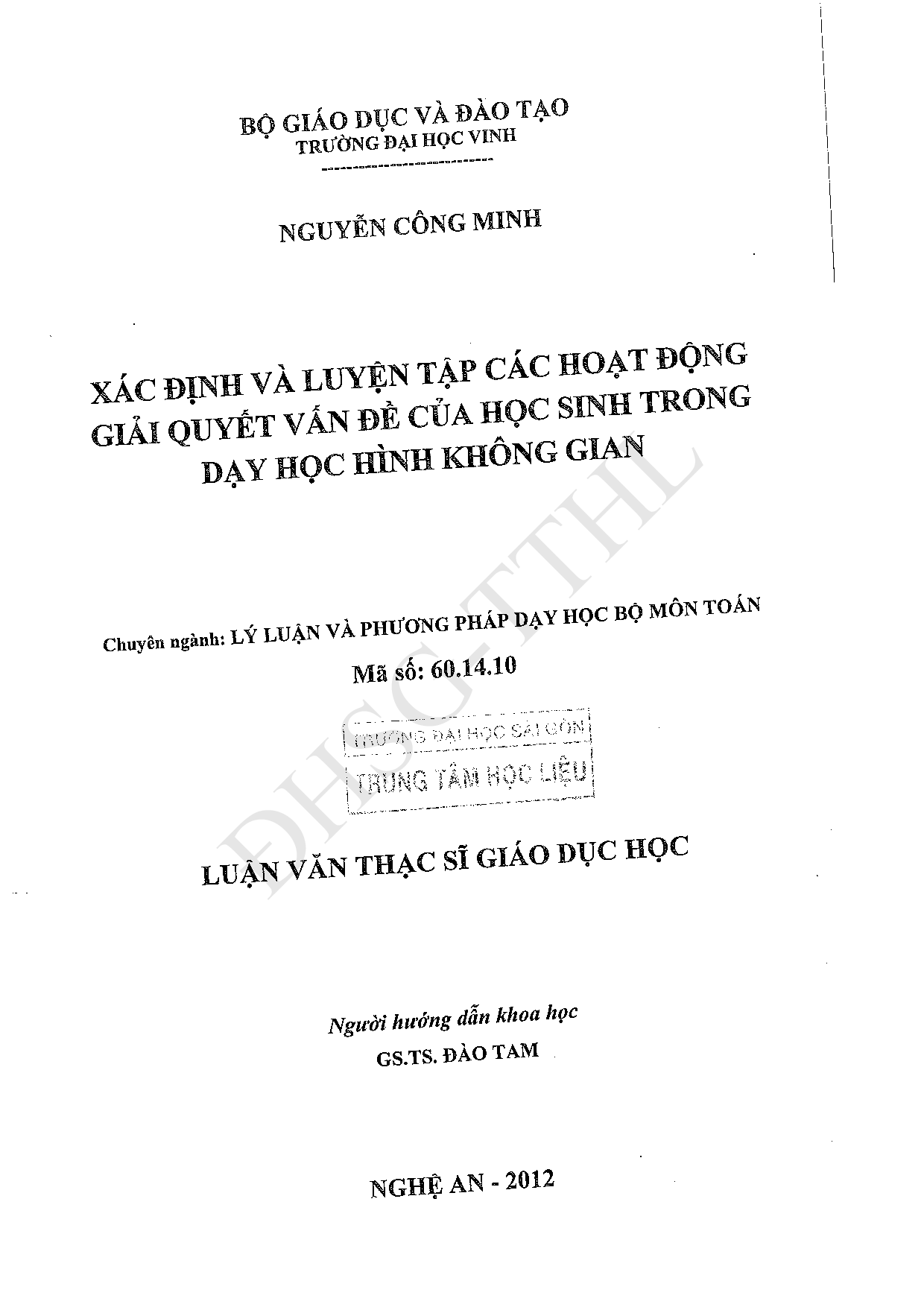 Xác định và luyện tập các hoạt động giải quyết vấn đề của học sinh trong dạy học hình không gian