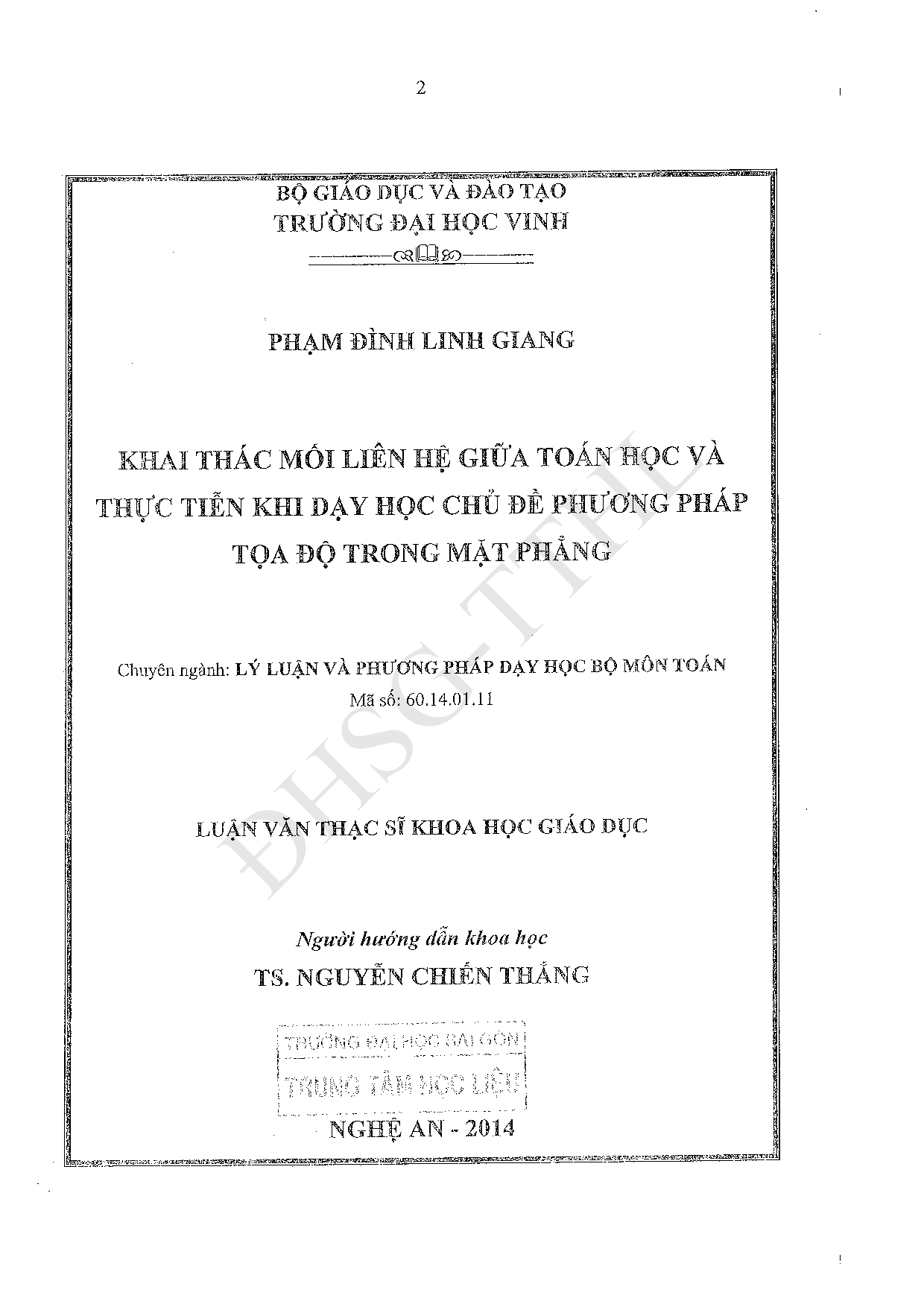 Khai thác mối liên hệ giữa toán học và thực tiễn khi dạy học chủ đề phương pháp tọa độ trong mặt phẳng