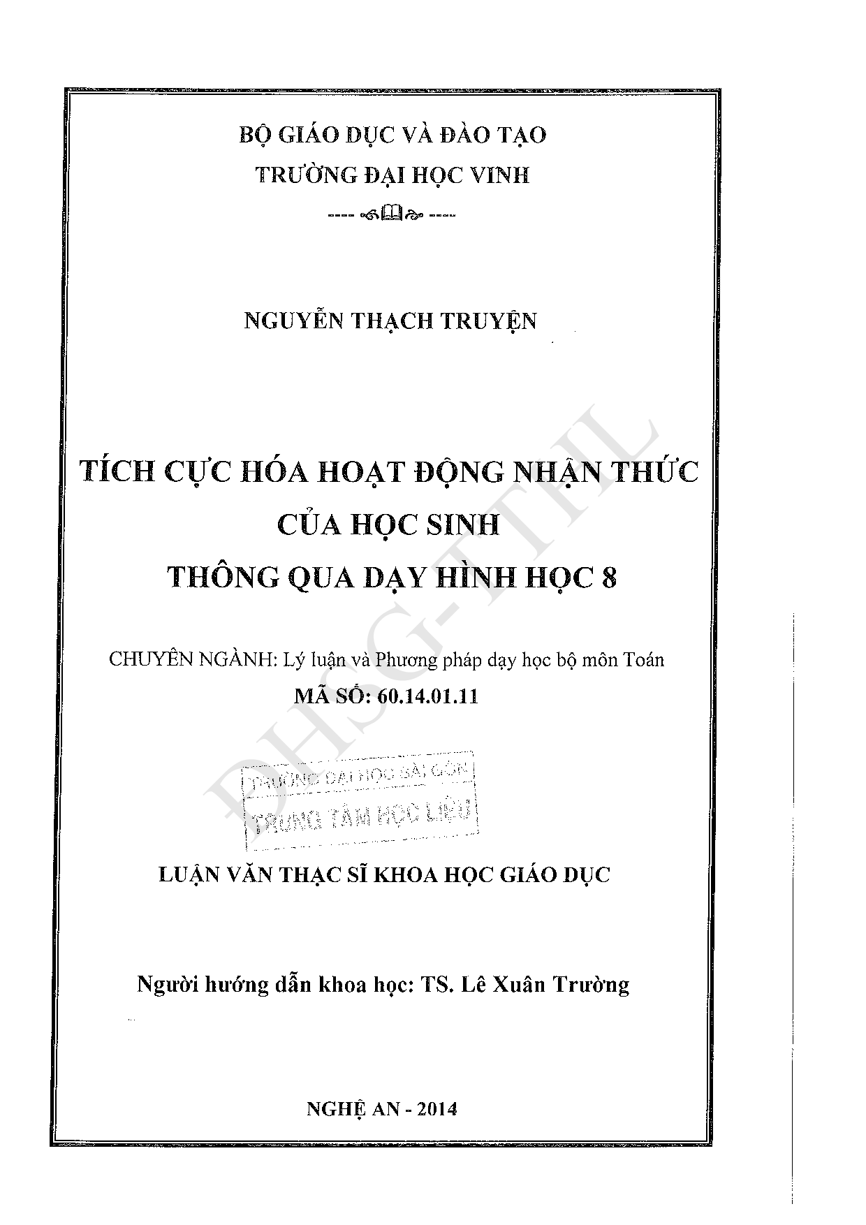 Tích cực hóa hoạt động nhận thức của học sinh thông qua dạy hình học 8