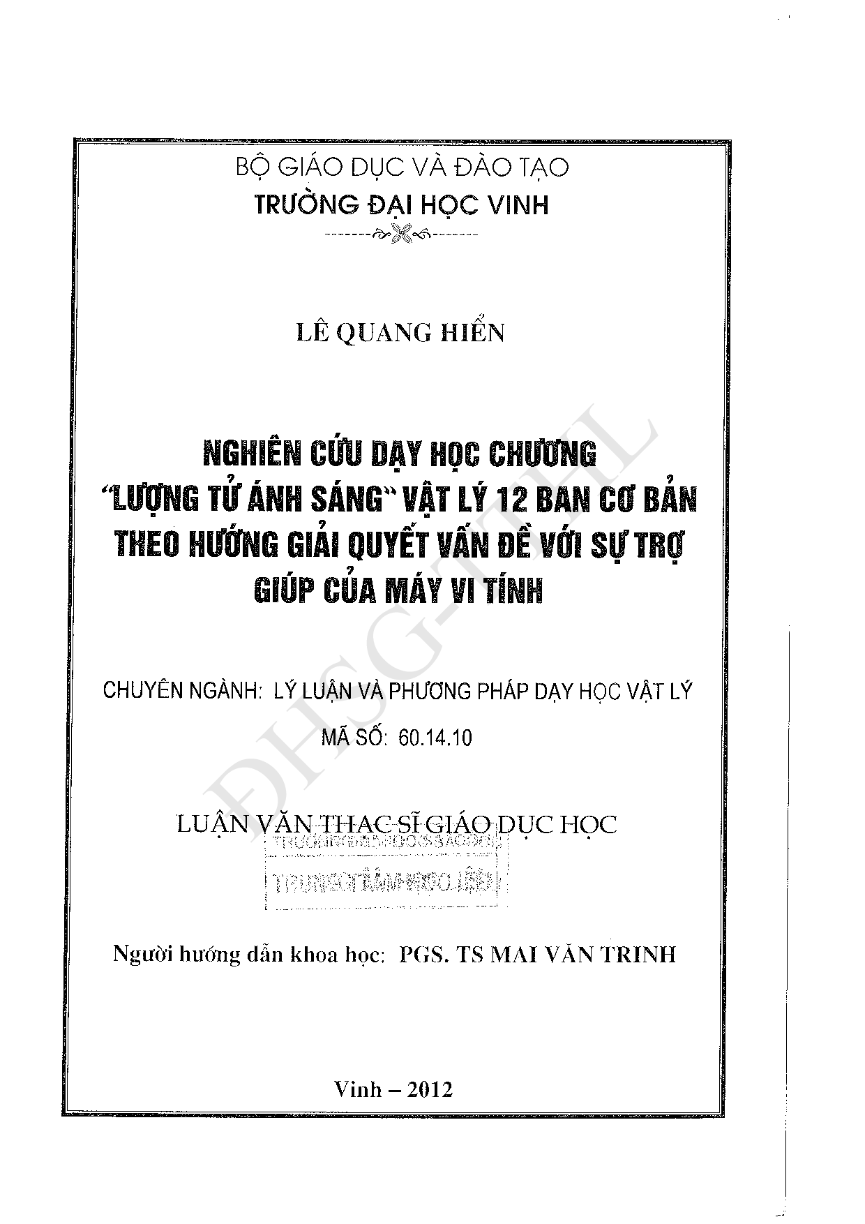 Nghiên cứu dạy học chương "Lượng tử ánh sáng" Vật lý 12 ban cơ bản theo hướng giải quyết vấn đề với sự trợ giúp của máy tính